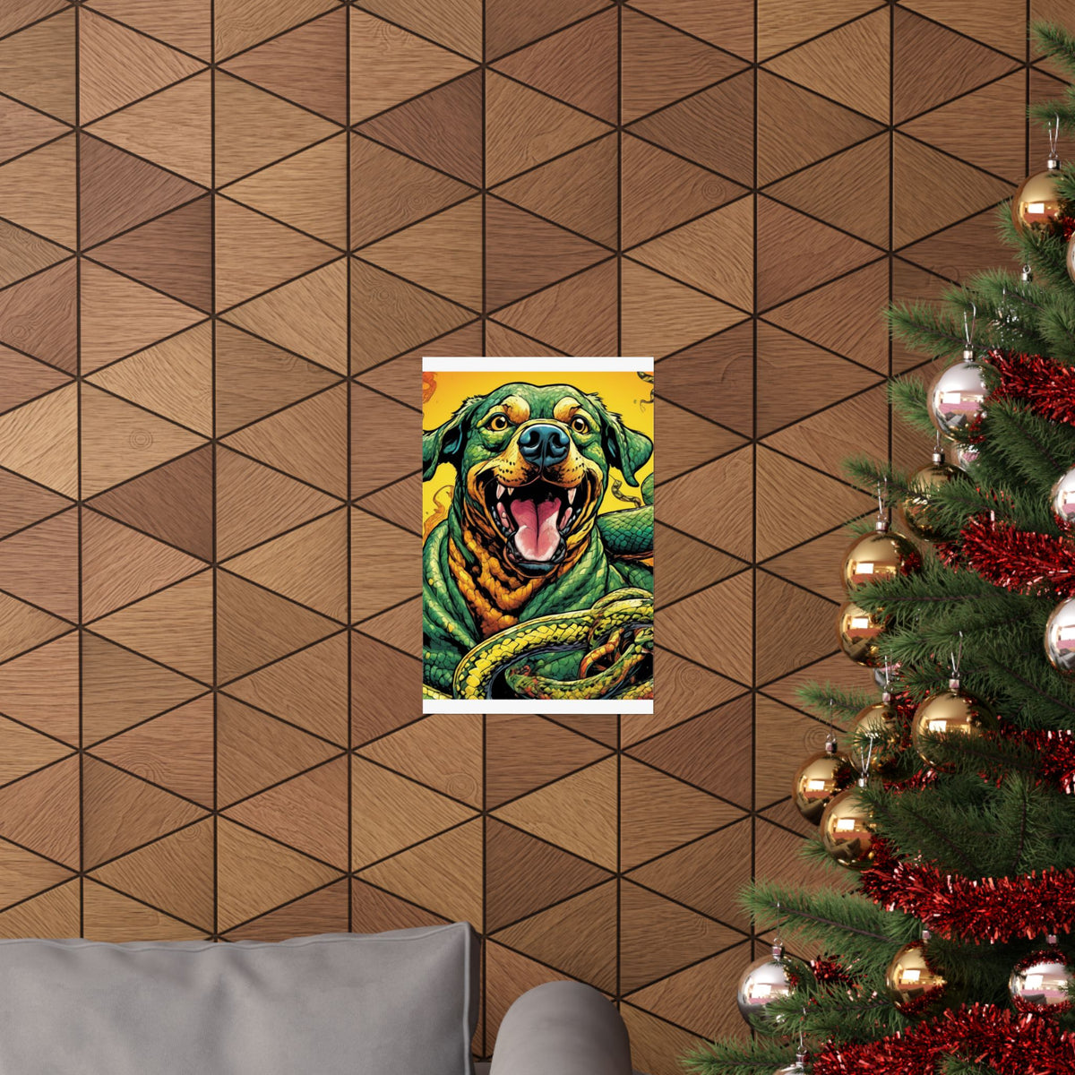 Surreal Serpent Hound Dark Fantasy Wall Art Poster