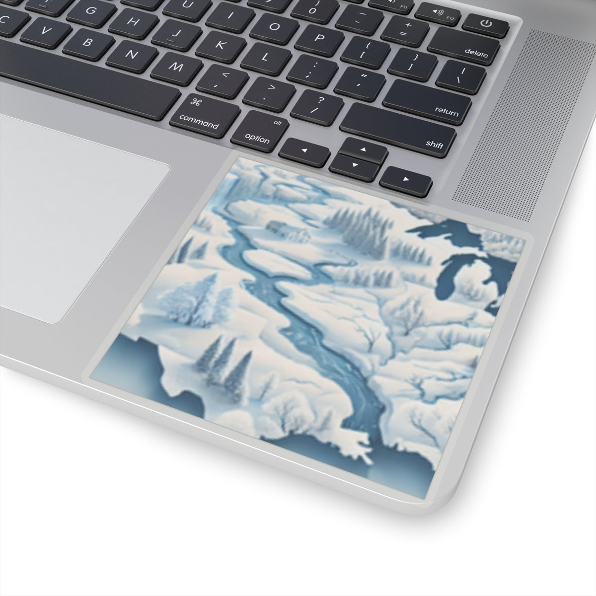 Winter USA Dreamscape Snowy Map Sticker for Laptop Water Bottle