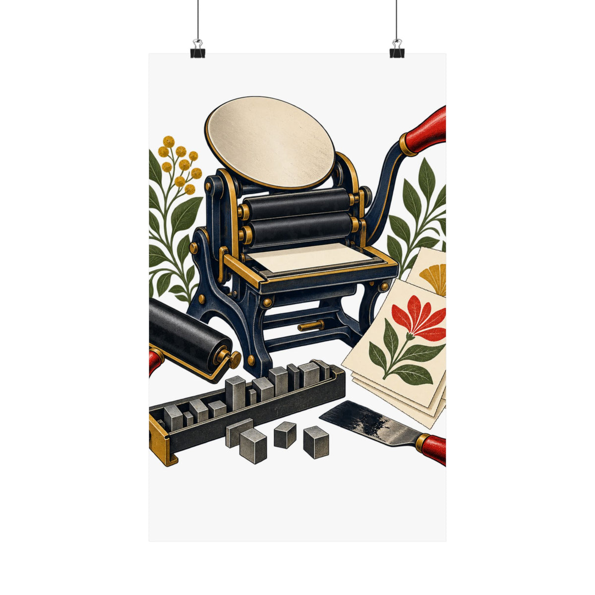 Botanical Letterpress Printshop Poster
