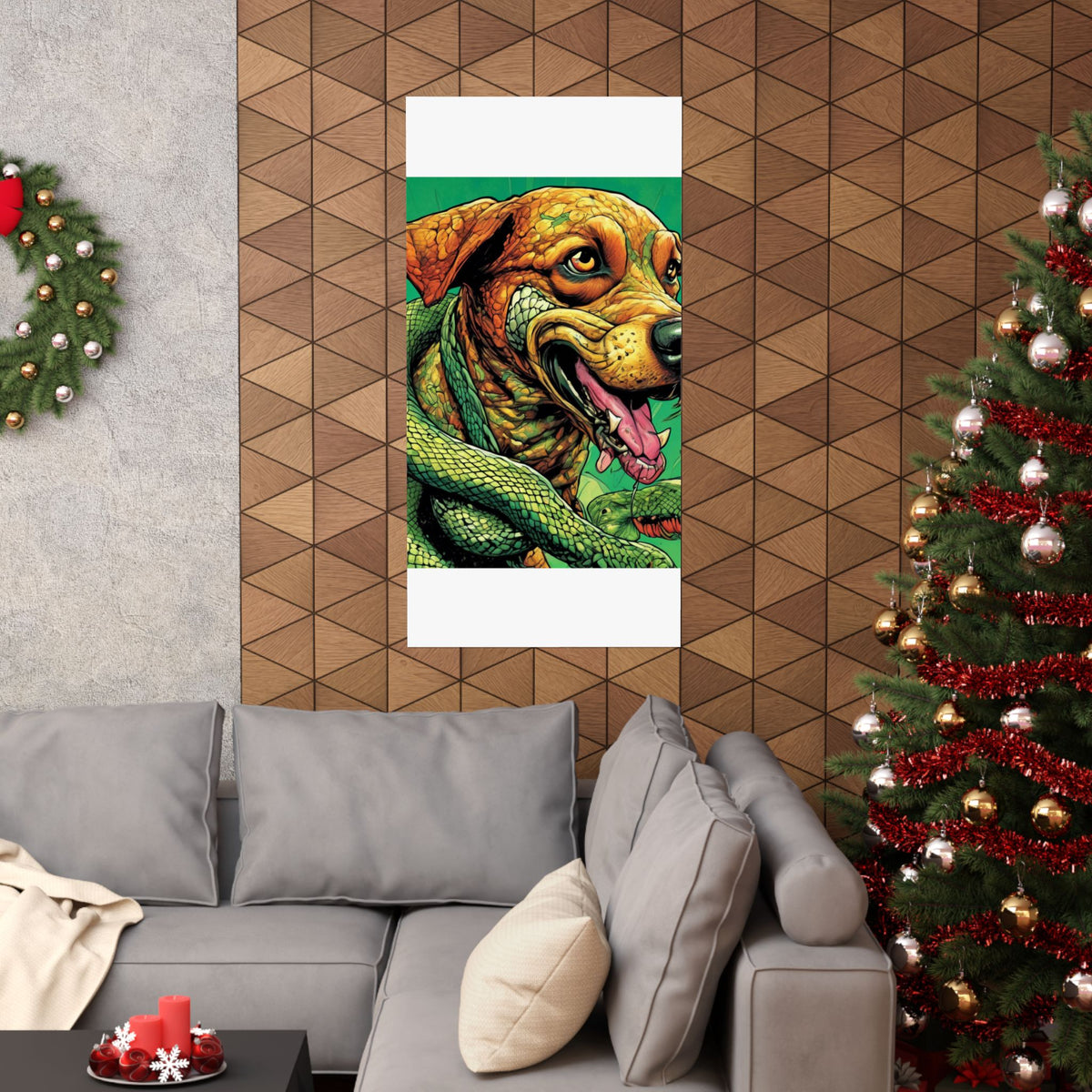 Serpent Guardian Dog Bold Fantasy Creature Art Poster