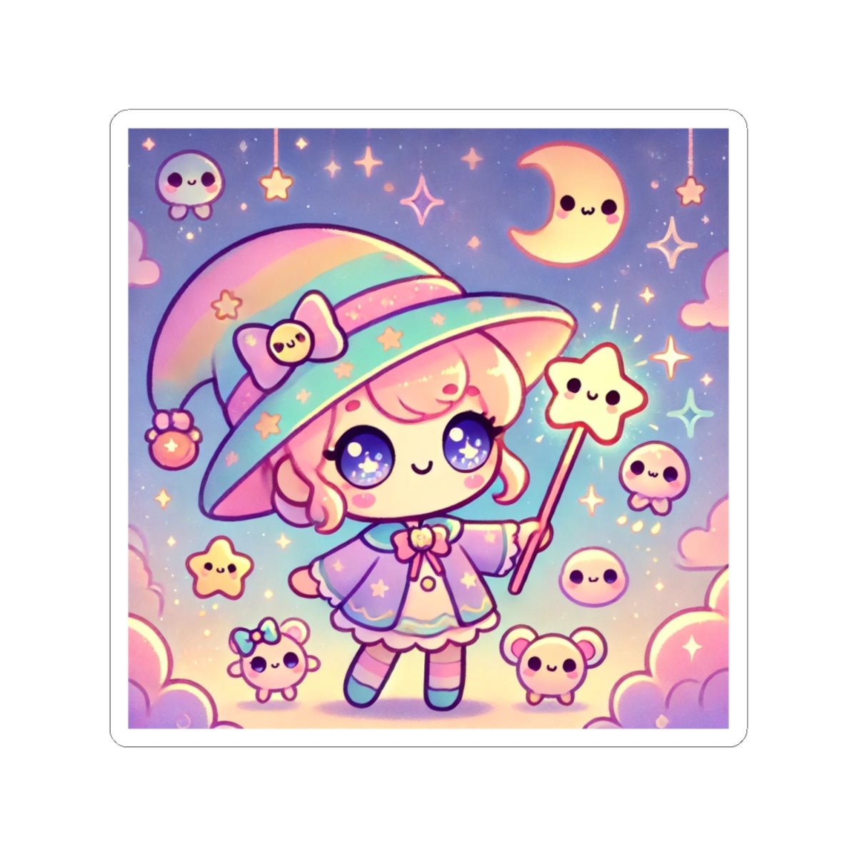 Kawaii Moon Wand Pastel Fantasy Art Sticker