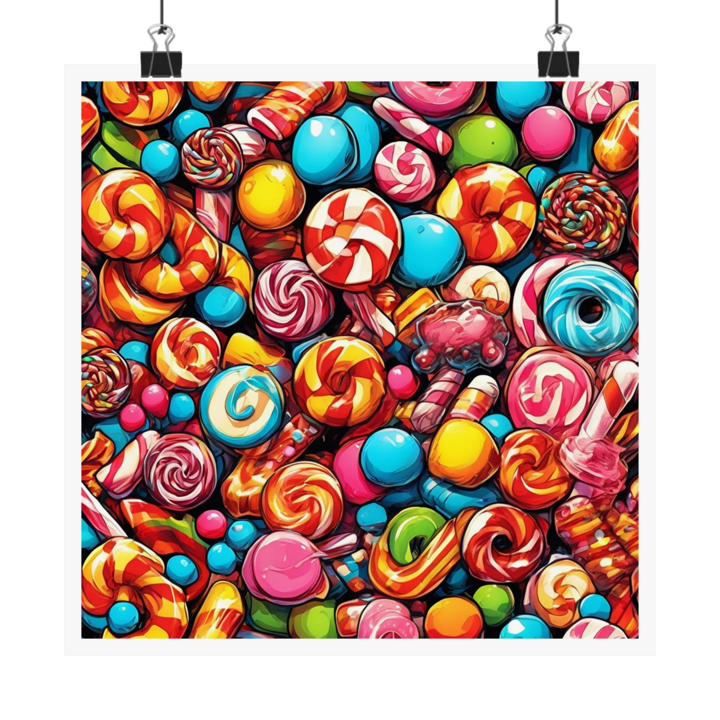 Colorful Candy and Lollipop Pattern Poster
