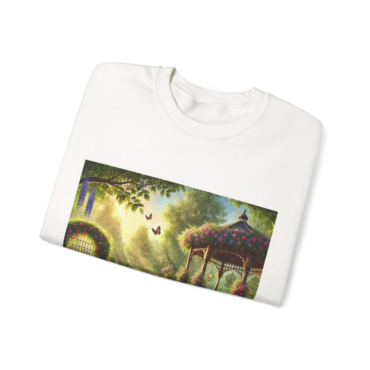 Sunlit Rose Gazebo Cottage Garden Sweatshirt
