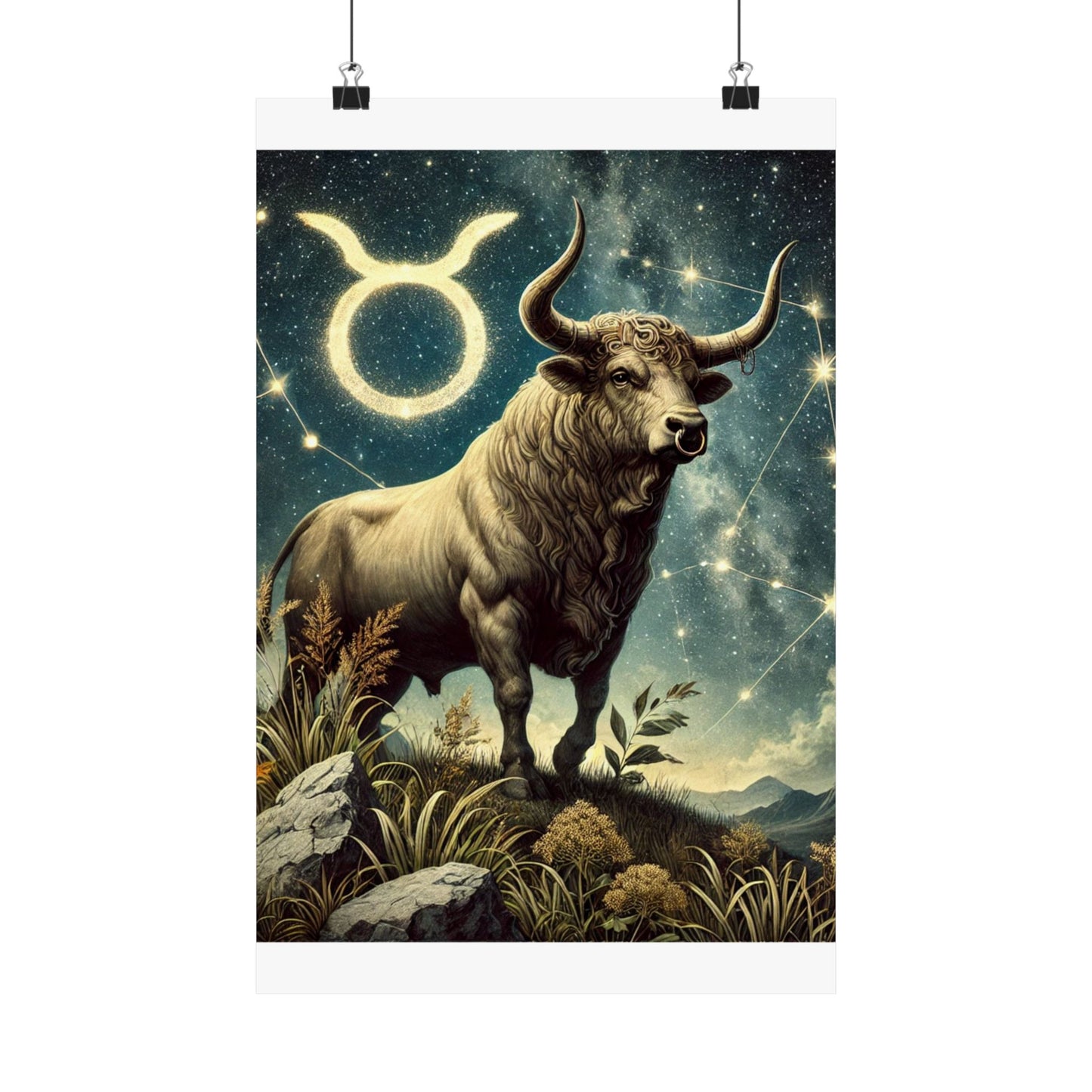 Taurus Bull Constellation Celestial Wall Art Poster