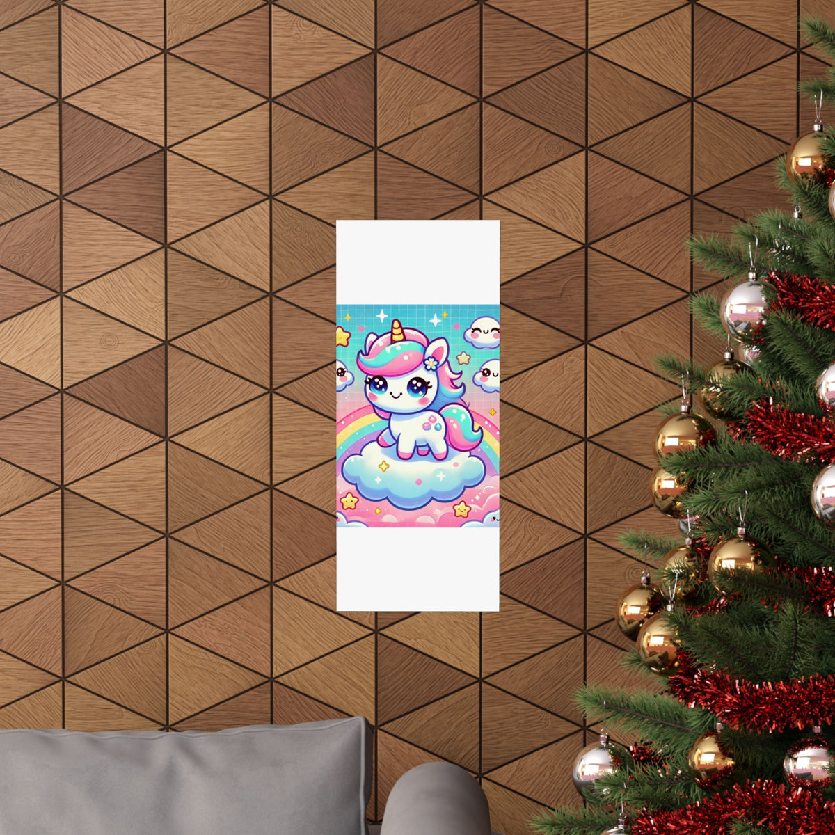 Pastel Rainbow Unicorn Cloud Kawaii Wall Art Poster