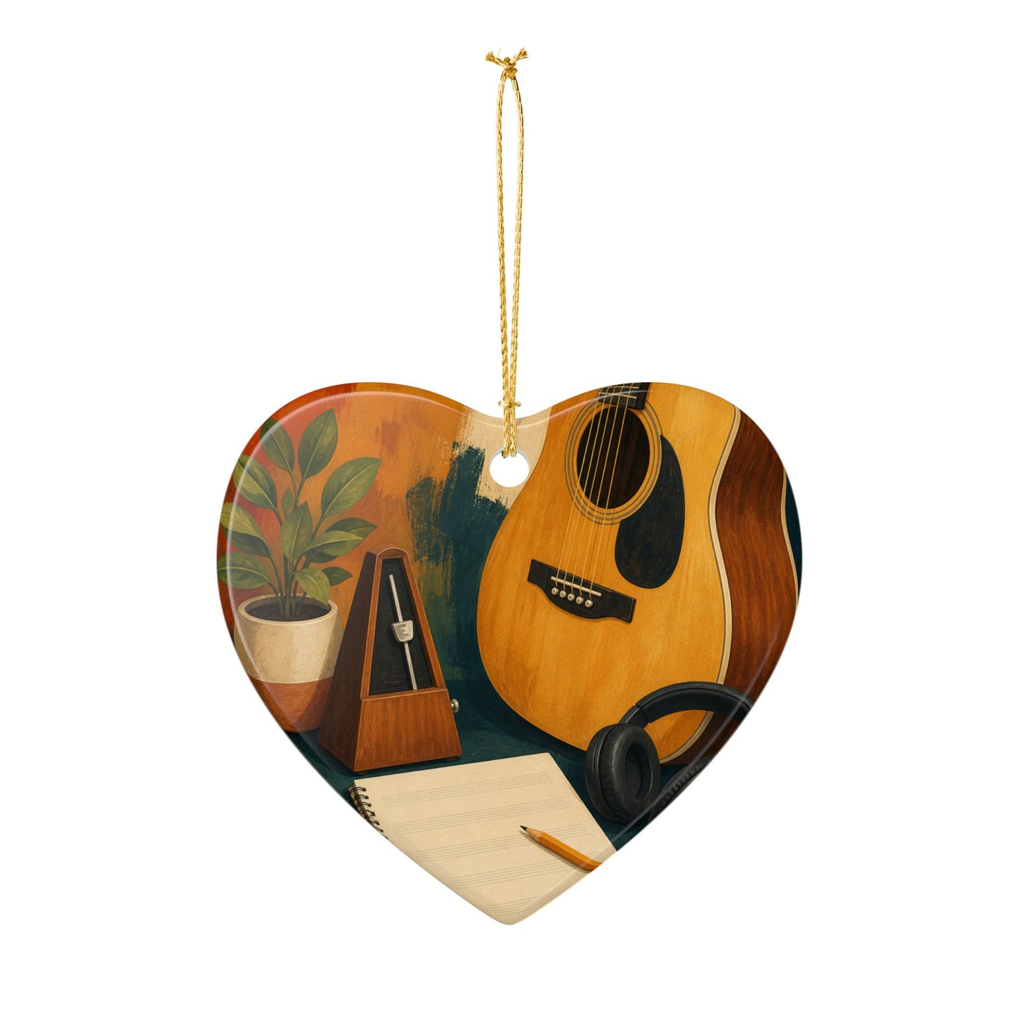 Warm Music Practice Hobby Art Ceramic Ornament, Holiday Keepsake and Gift