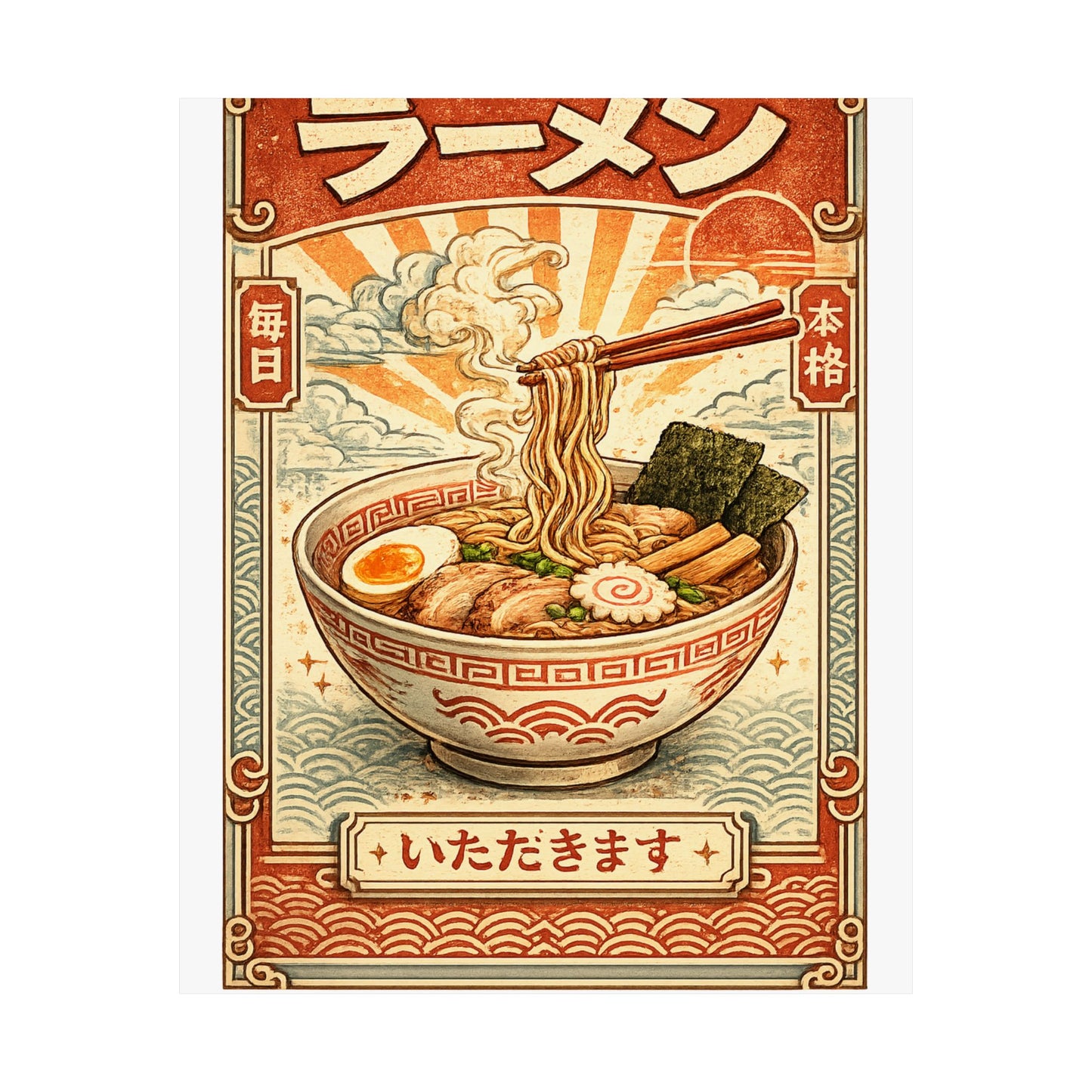 Vintage Ramen Bowl Japanese Food Art Poster