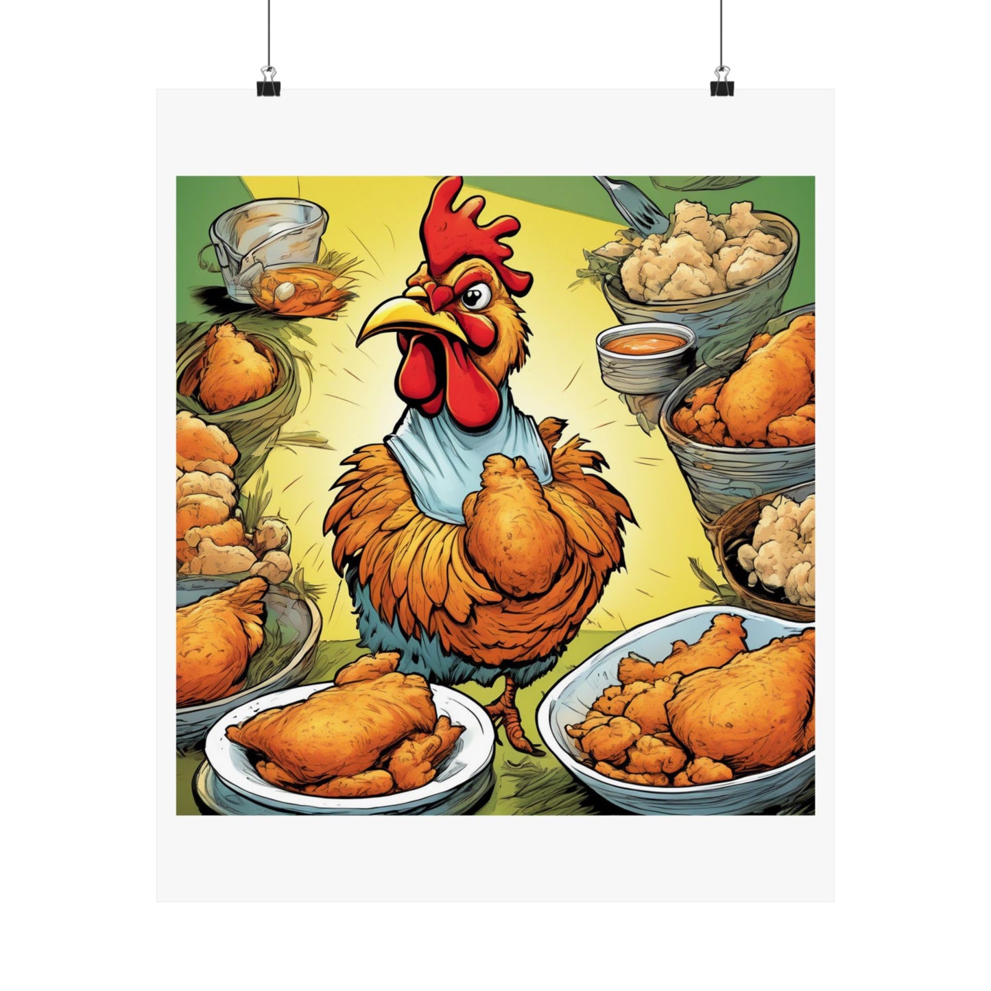 Funny Chicken Fried Food Comfort Food Art Poster