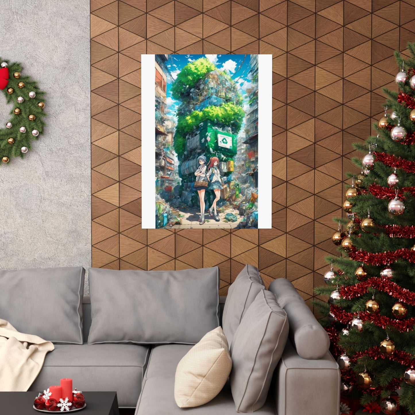 Urban Recycling Anime Friends Green City Wall Poster