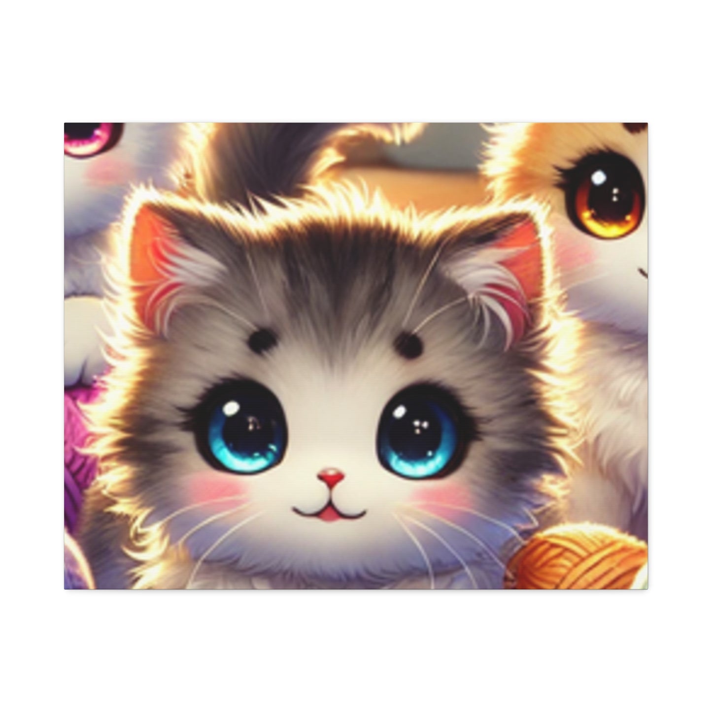Cozy Yarn Kittens Cute Cat Canvas Knitting Room Wall Art Gift
