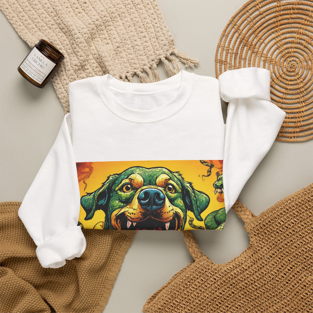 Surreal Serpent Hound Dark Fantasy Art Sweatshirt