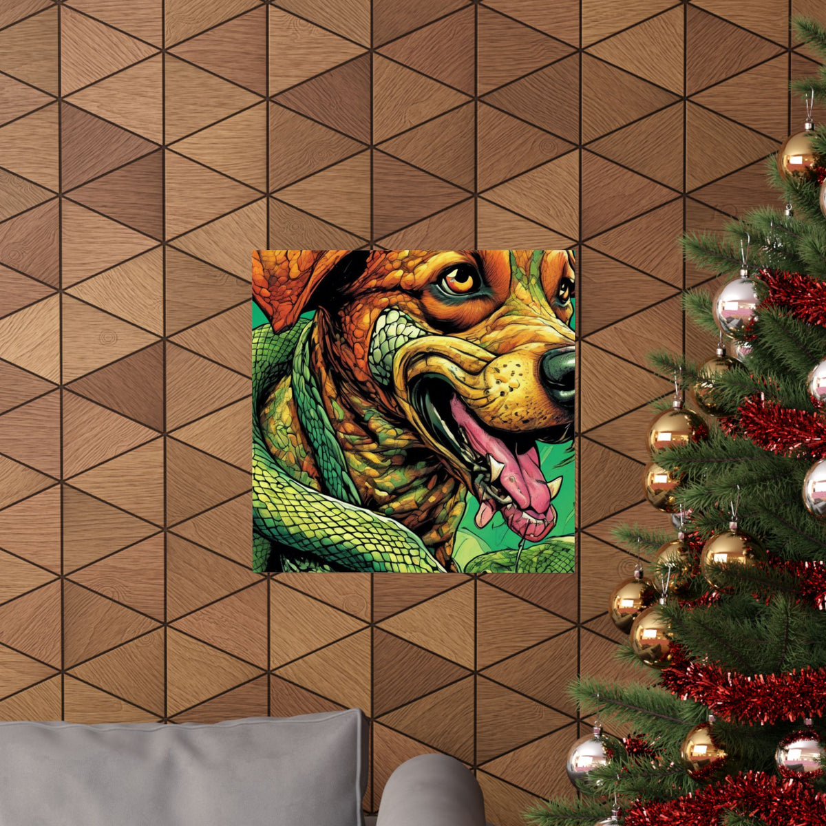 Serpent Guardian Dog Bold Fantasy Creature Art Poster