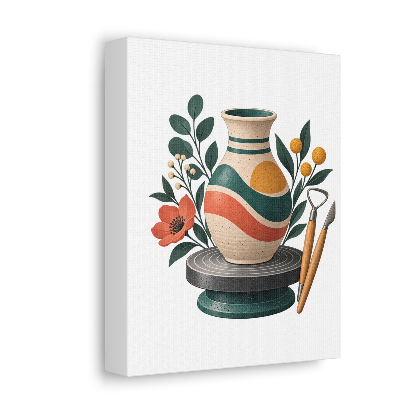 Midcentury Pottery Botanical Art Canvas