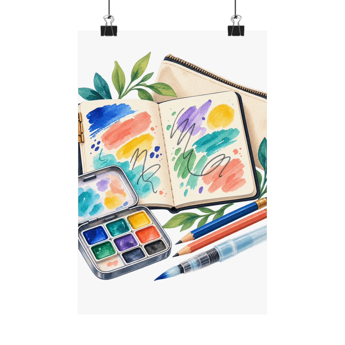 Colorful Urban Sketching Travel Kit Poster