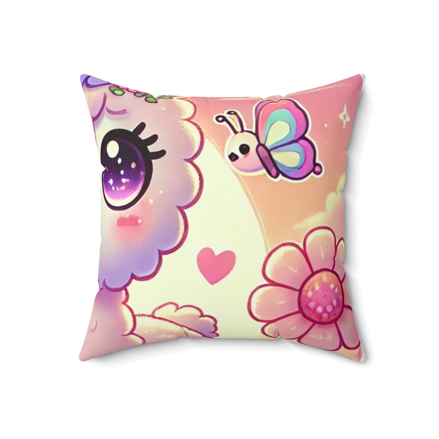 Pastel Floral Alpaca Garden Kawaii Decorative Pillow