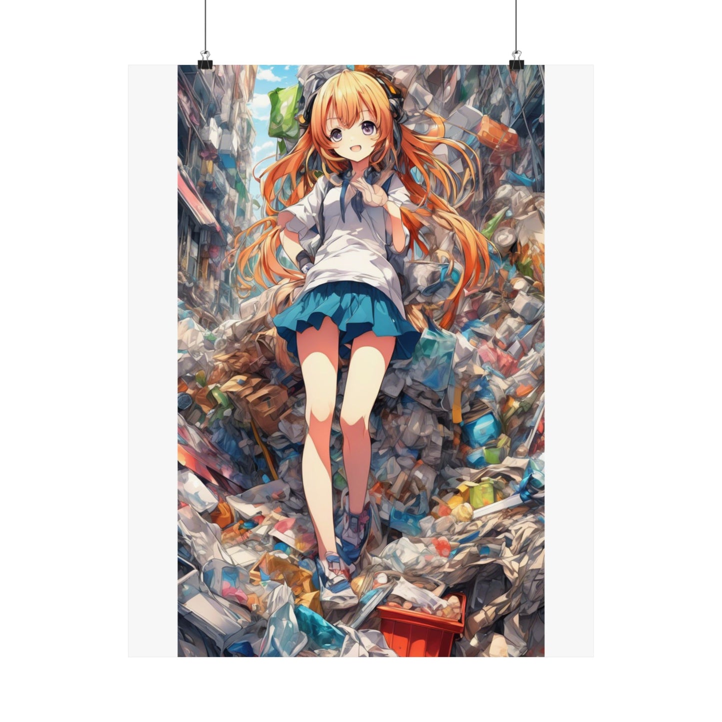 Recycling Rescue Anime Heroine Eco Street Art Poster