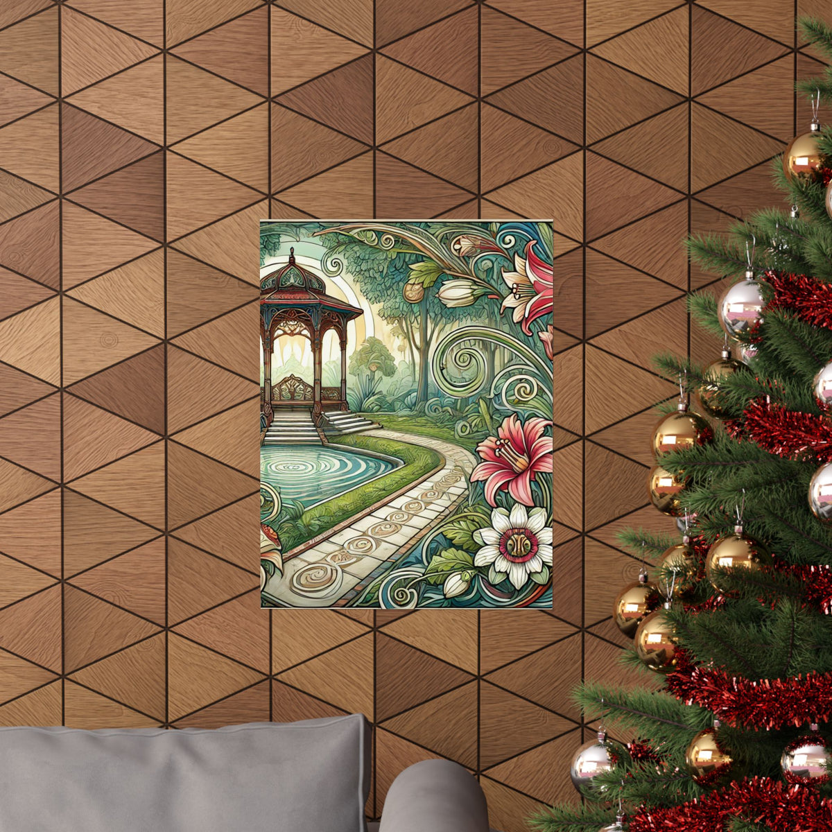 Botanical Gazebo Garden Art Nouveau Wall Art Poster