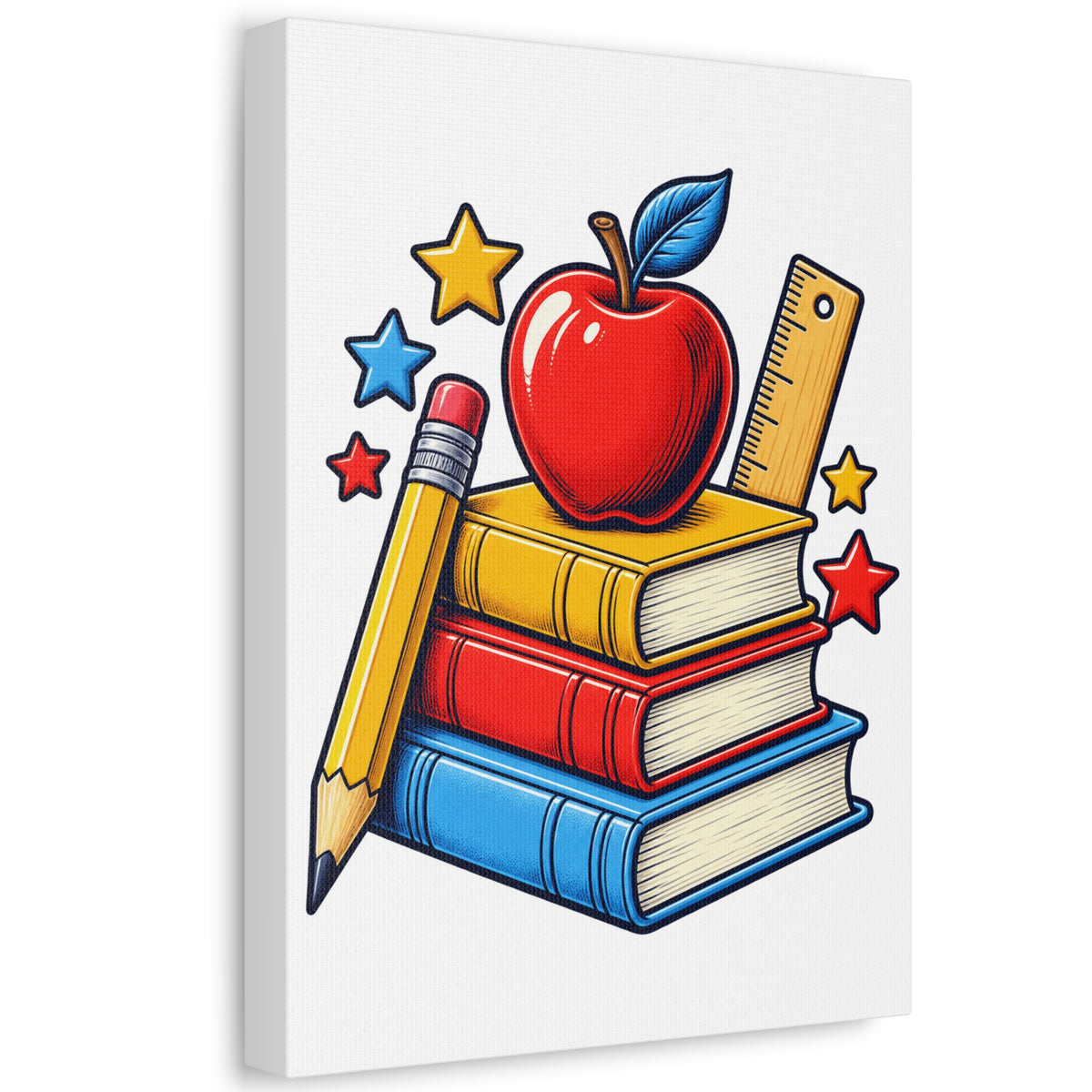 Retro School Books Apple Teacher Appreciation Canvas Art