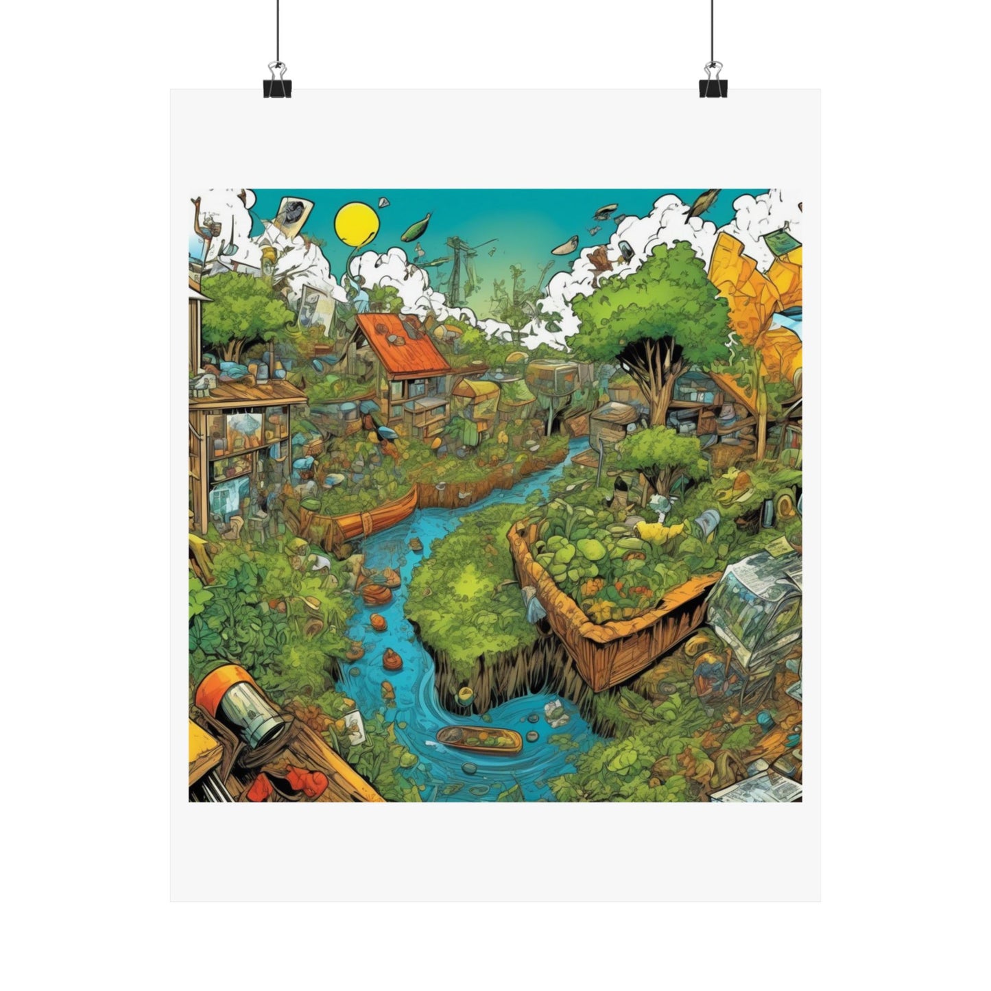 Whimsical Garden Stream Nature Gift Art Poster