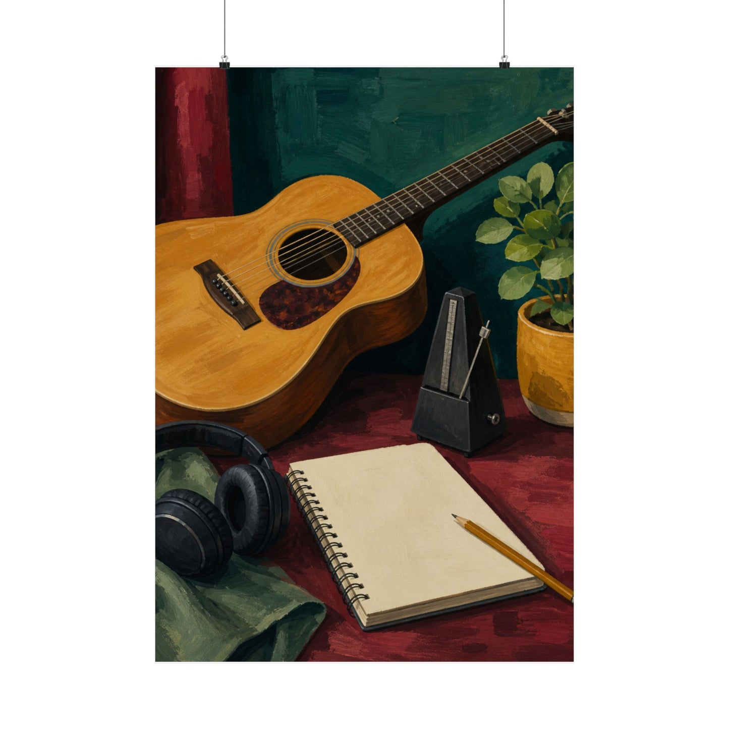 Cozy Acoustic Music Practice Art Poster