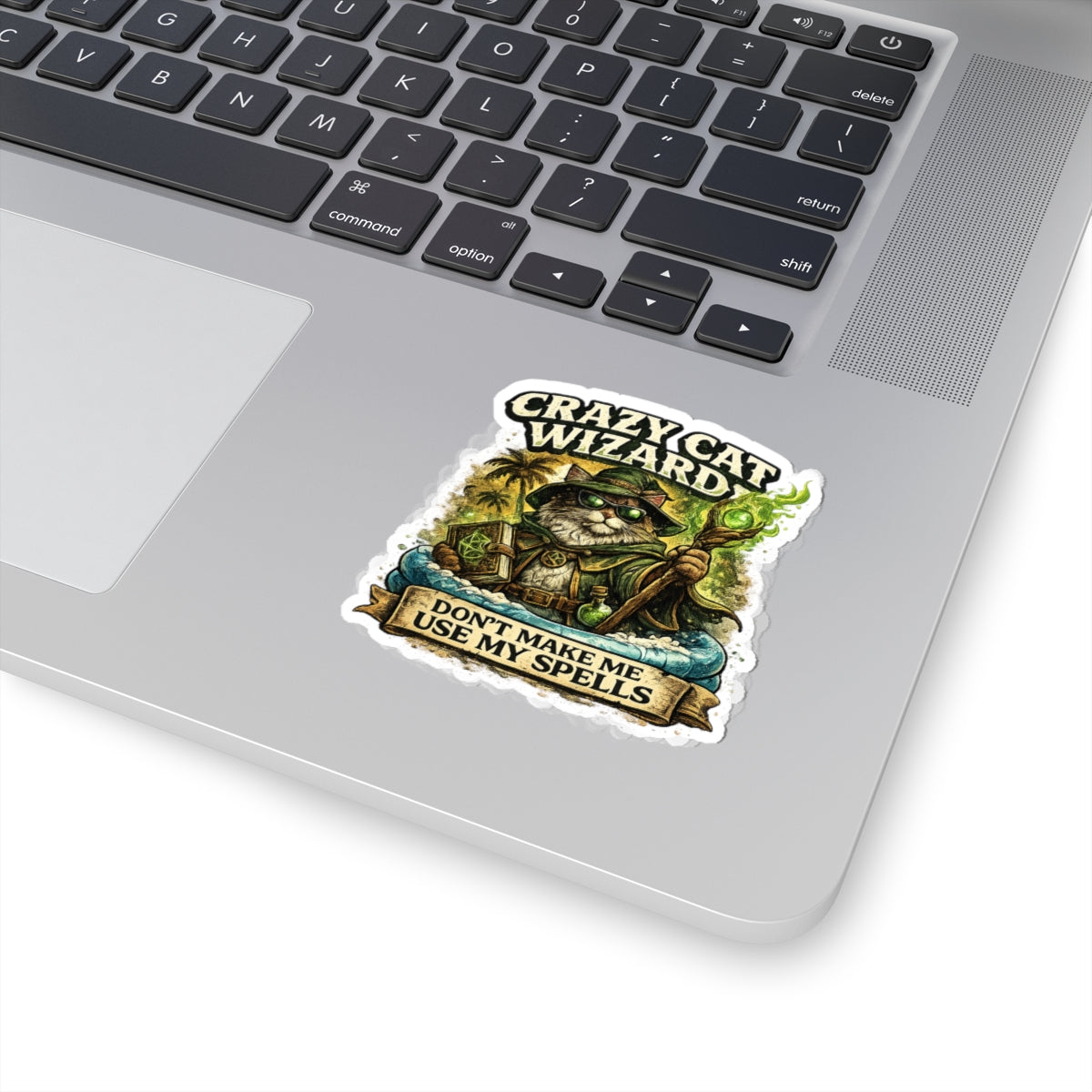 Crazy Cat Wizard Funny Fantasy Magic Sticker
