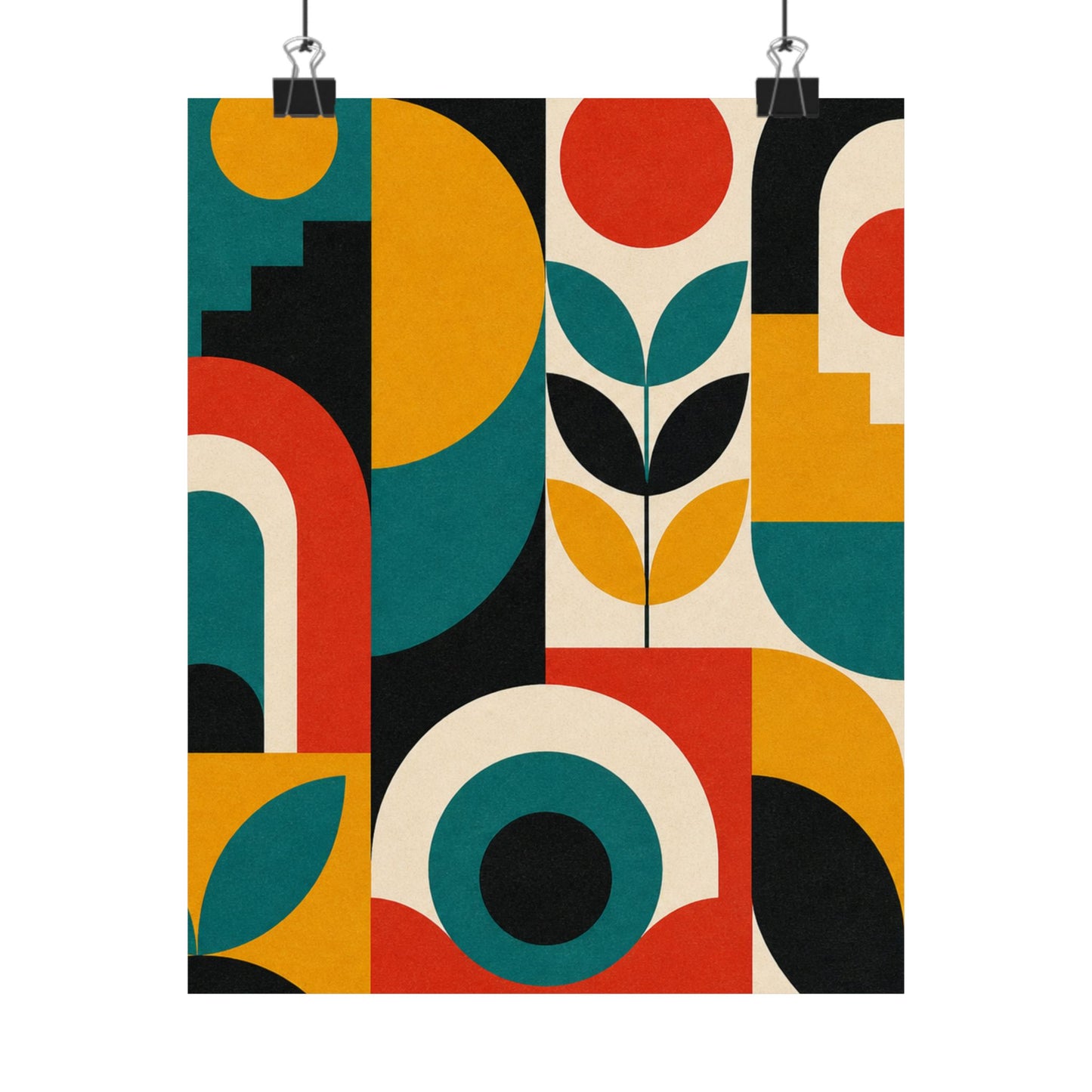 Mid Century Arches Botanical Geometric Abstract Poster