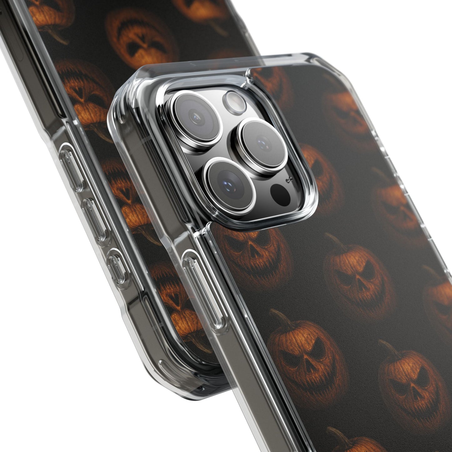 Magnet Cover, Halloween Pumpkin Spooky Phone Case, Horror Jack-O-Lantern Black Case, Magnetic Clear Impact Cover, Scary Cellphone Slim