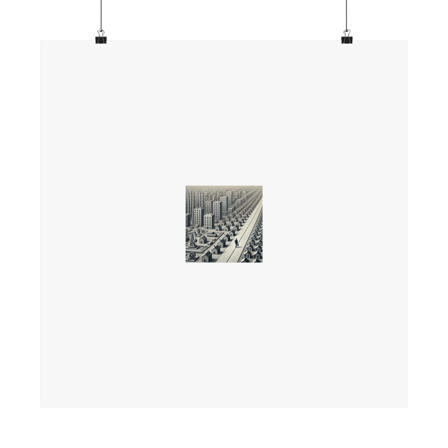 Monochrome Urban Factory Cityscape Poster Industrial Wall Art Gift