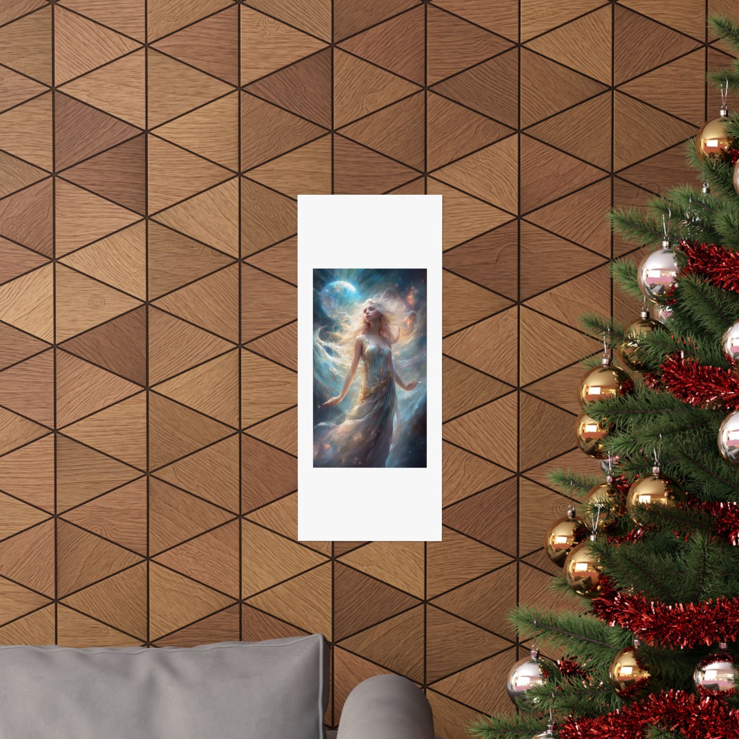 Moonlit Celestial Maiden Fantasy Portrait Poster