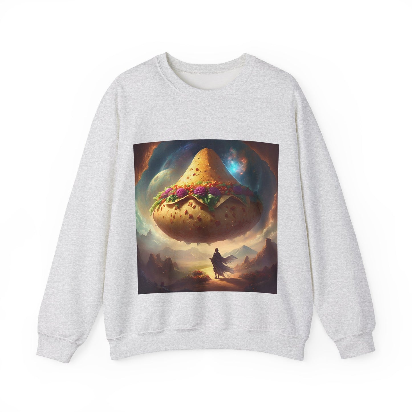 Cosmic Taco Planetoid Surreal Food Fantasy Art Sweatshirt