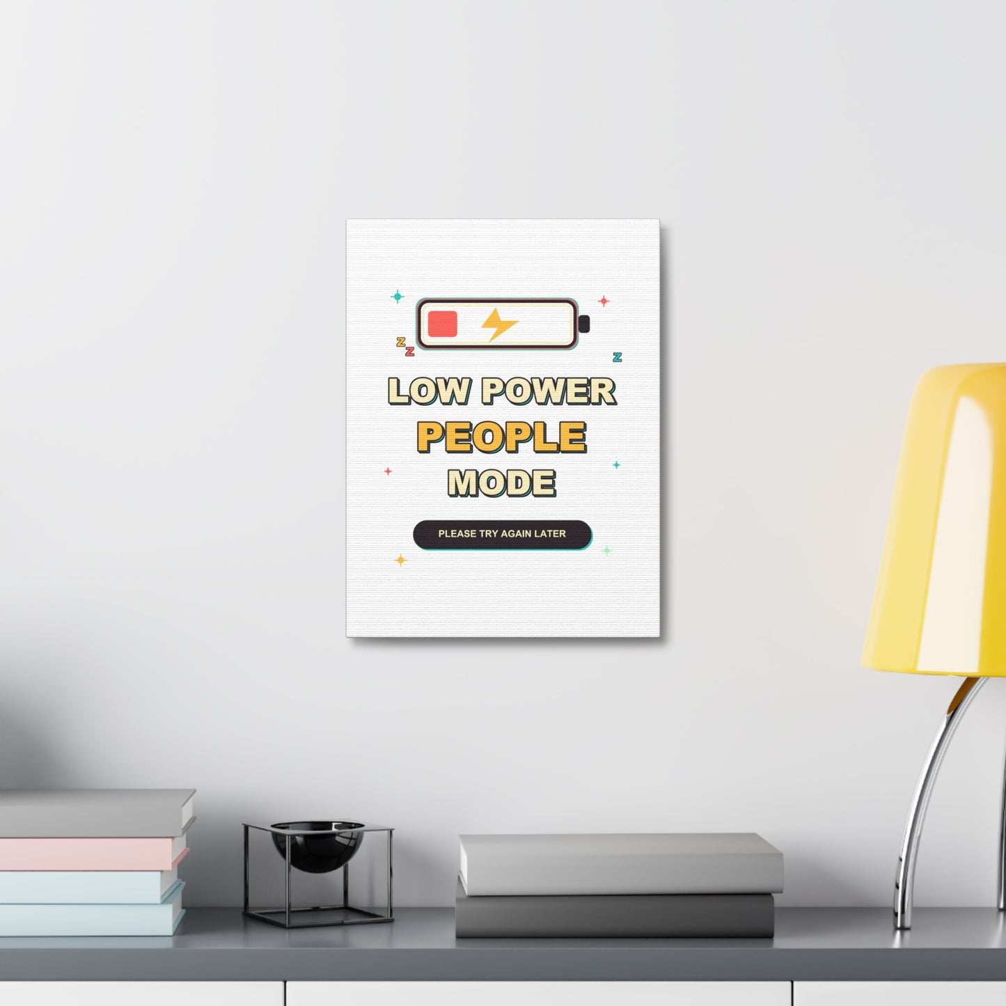 Low Power People Mode Funny Introvert Social Battery Canvas