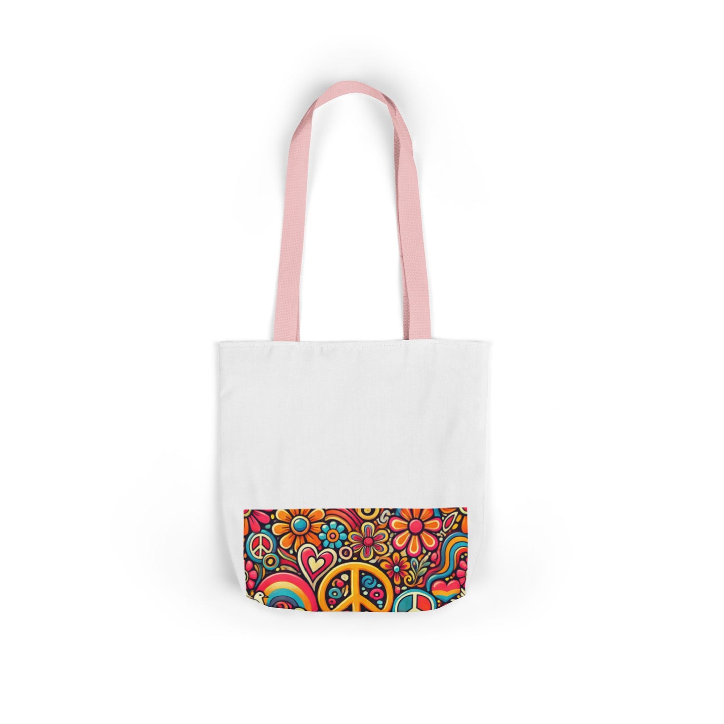 Colorful Peace Floral Pattern Canvas Tote Bag
