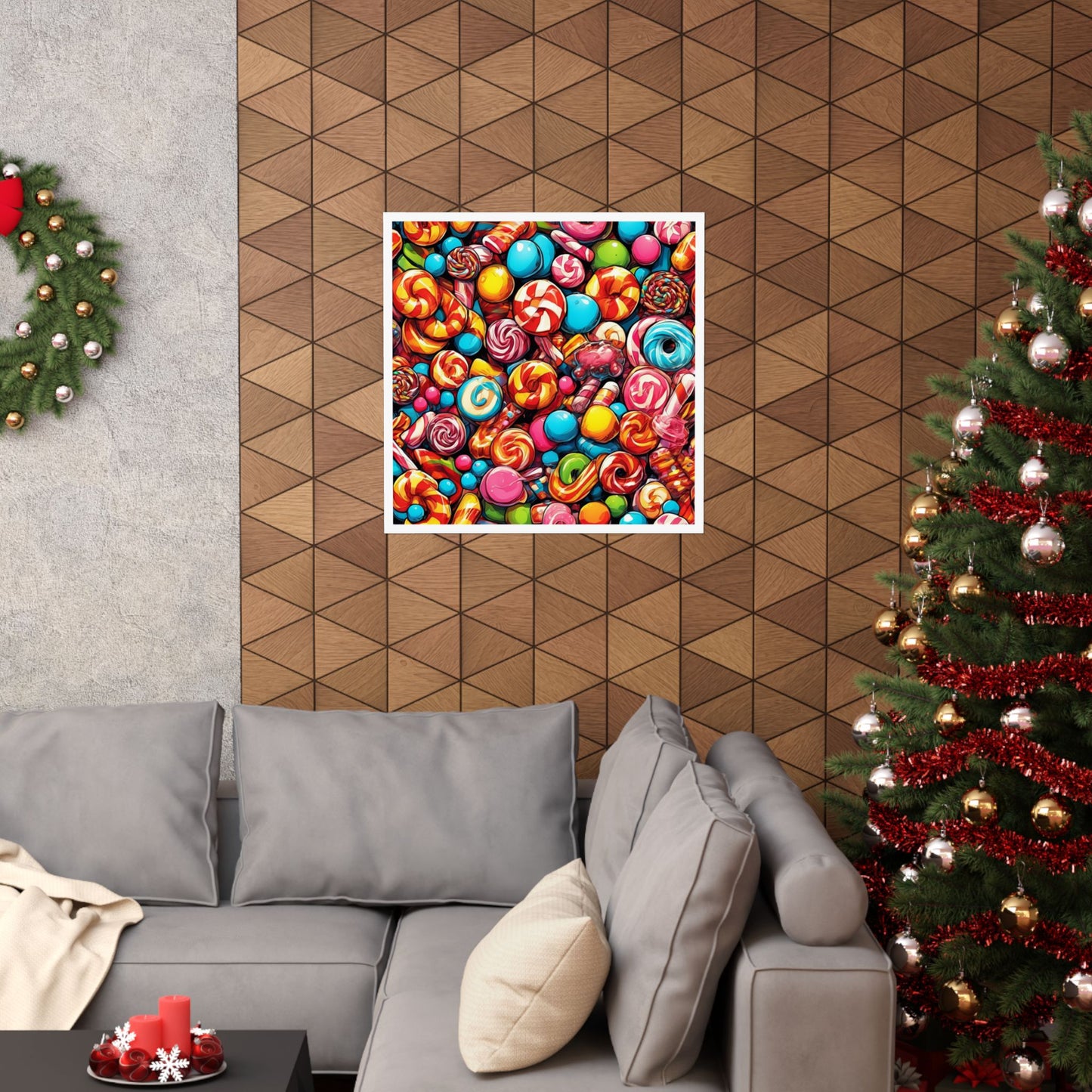 Colorful Candy and Lollipop Pattern Poster