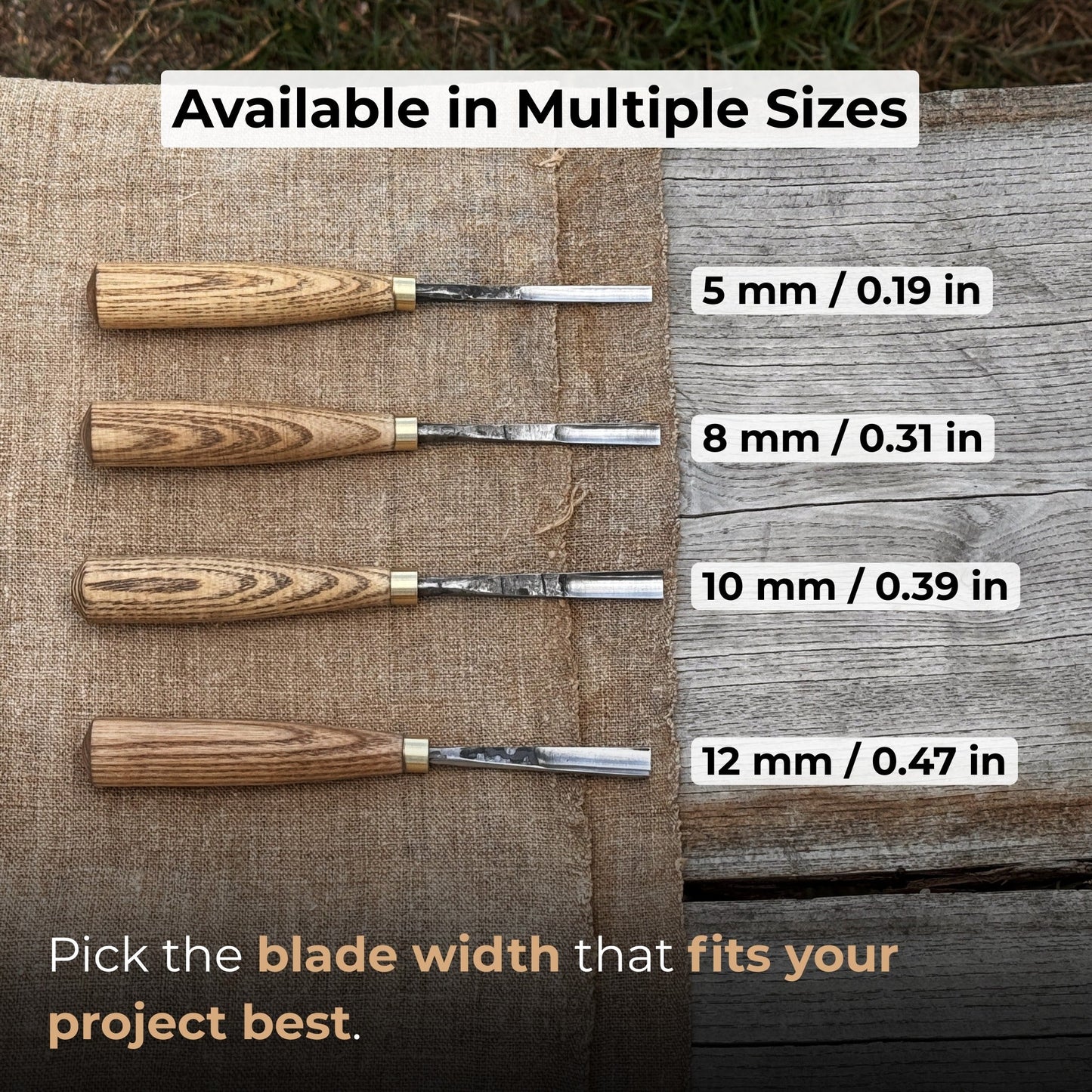 Straight Wood Carving Gouge, 5 - 12 mm (0.20 - 0.47 inches)