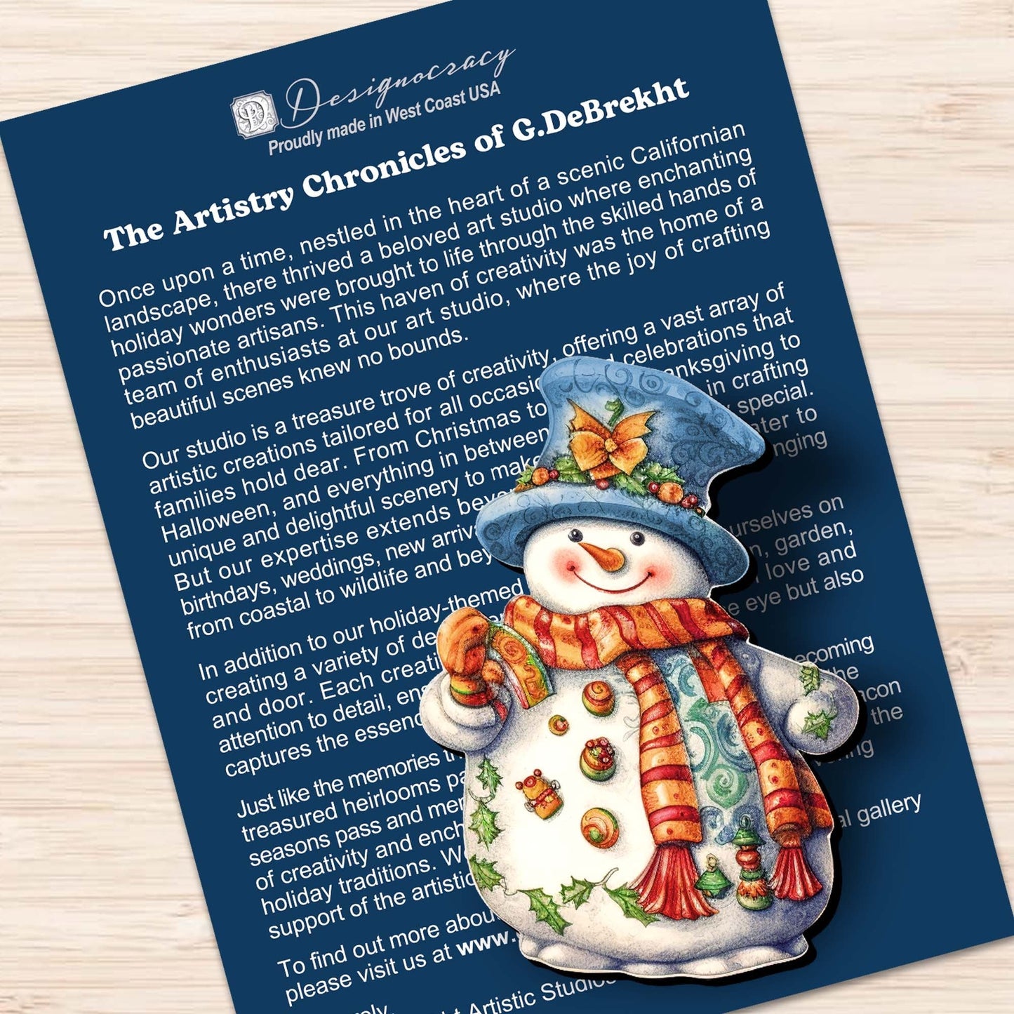 Snowman Clip-On Eco Wood Decorative Ornaments Set of 3 by G. Debrekht - Christmas Decor - 8091023C-S3