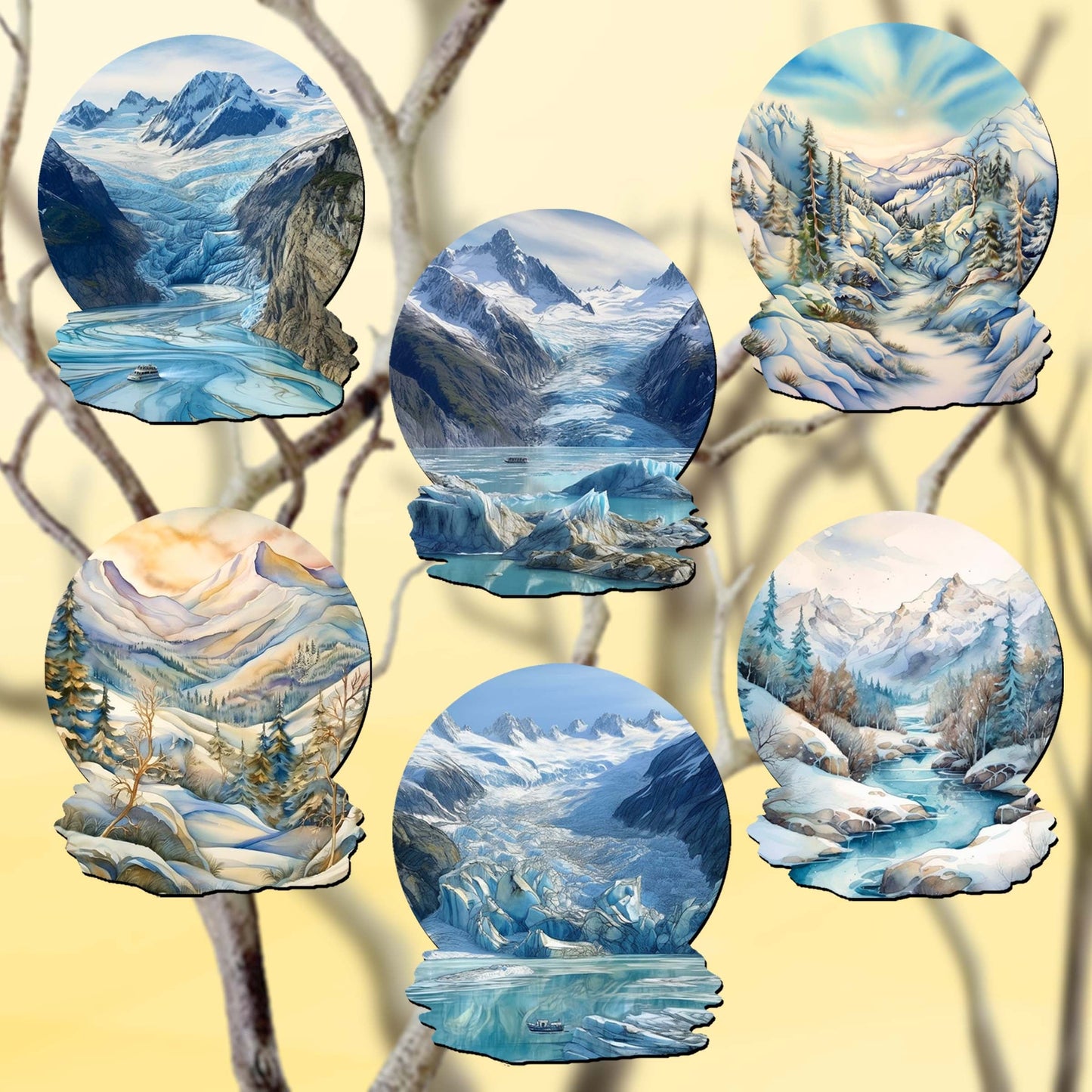 Northern Wonders Clip-On Eco Wood Decorative Ornaments Set of 6 by Nature Wonders - Wildlife Decor - 8090119C-S6