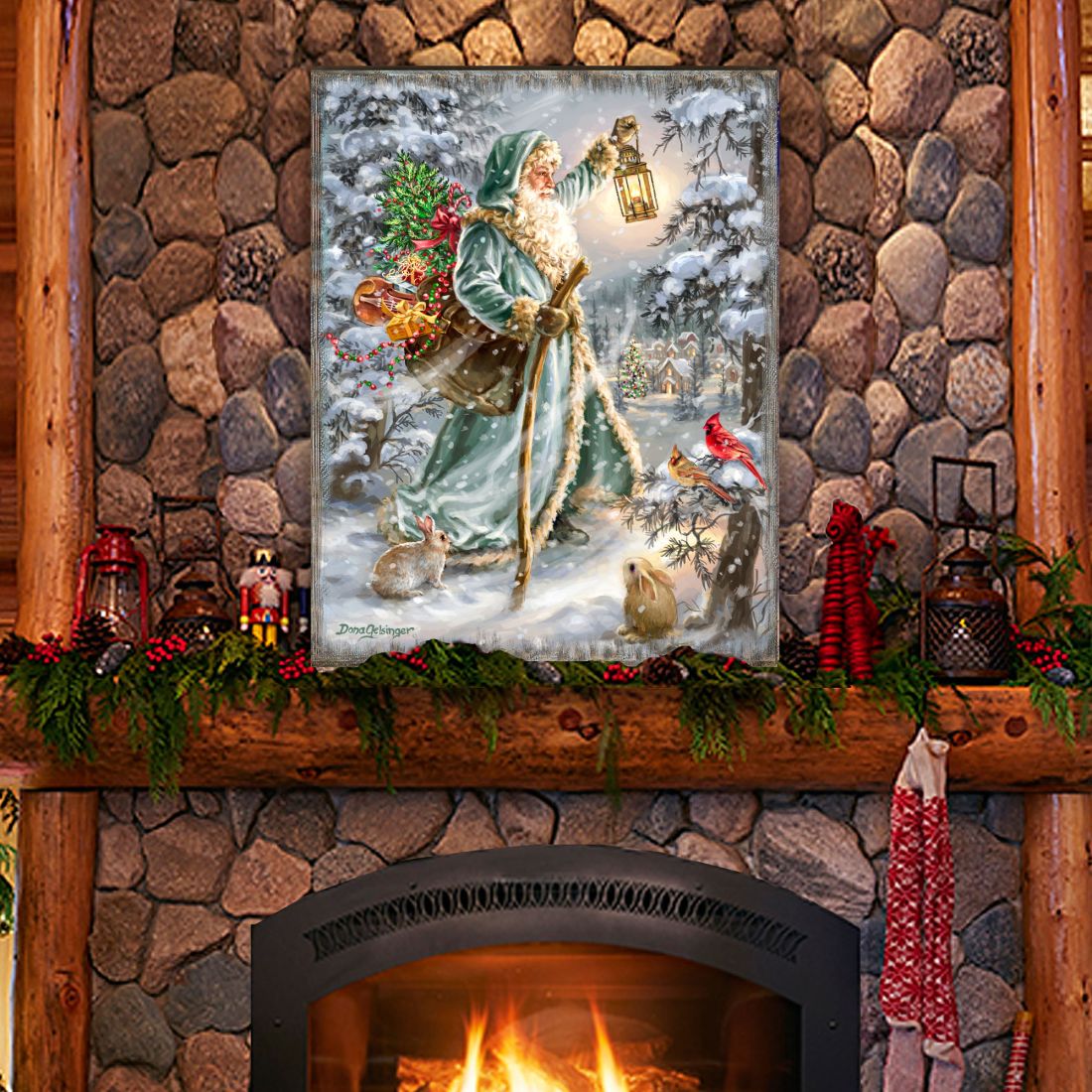 Saint Nicholas Wooden Wall Art by D. Gelsinger - Christmas Santa Snowman Decor - 95679B-DG