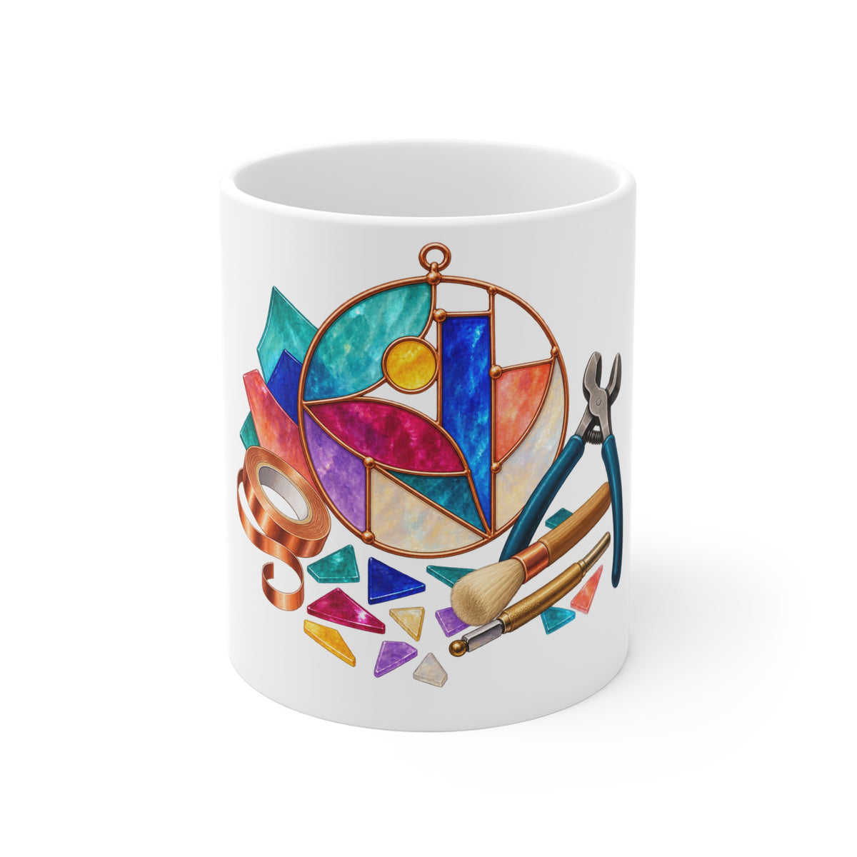 Abstract Stained Glass Suncatcher Workshop Mug