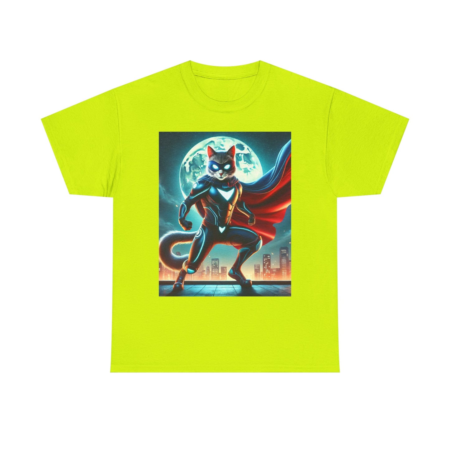 Superhero Cat T-Shirt Funny Graphic Tee with Cool Comic Style Design, Soft Cotton Casual Shirt Cat Lovers, Men, Women & Kids