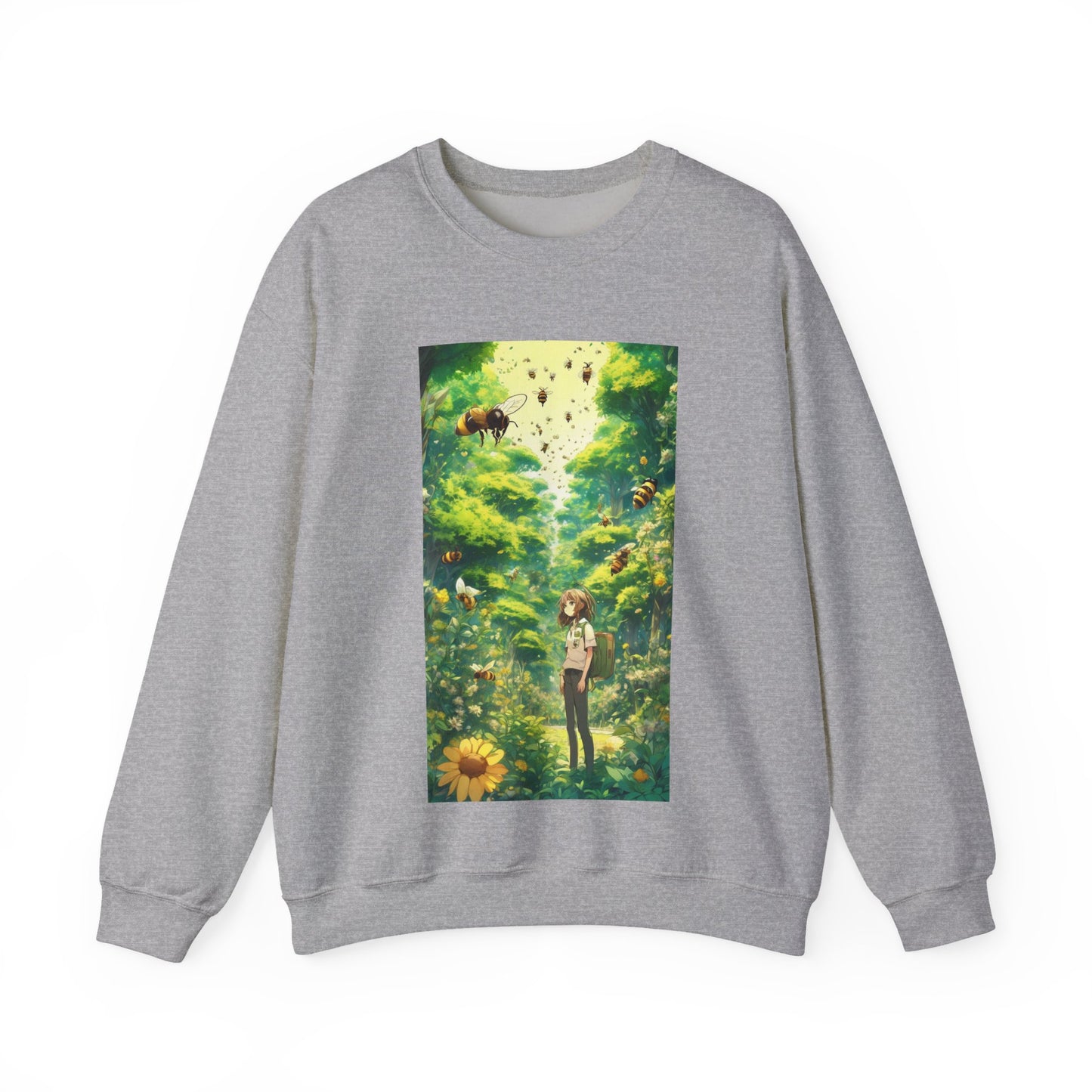 Bee Garden Explorer Anime Nature Art Sweatshirt