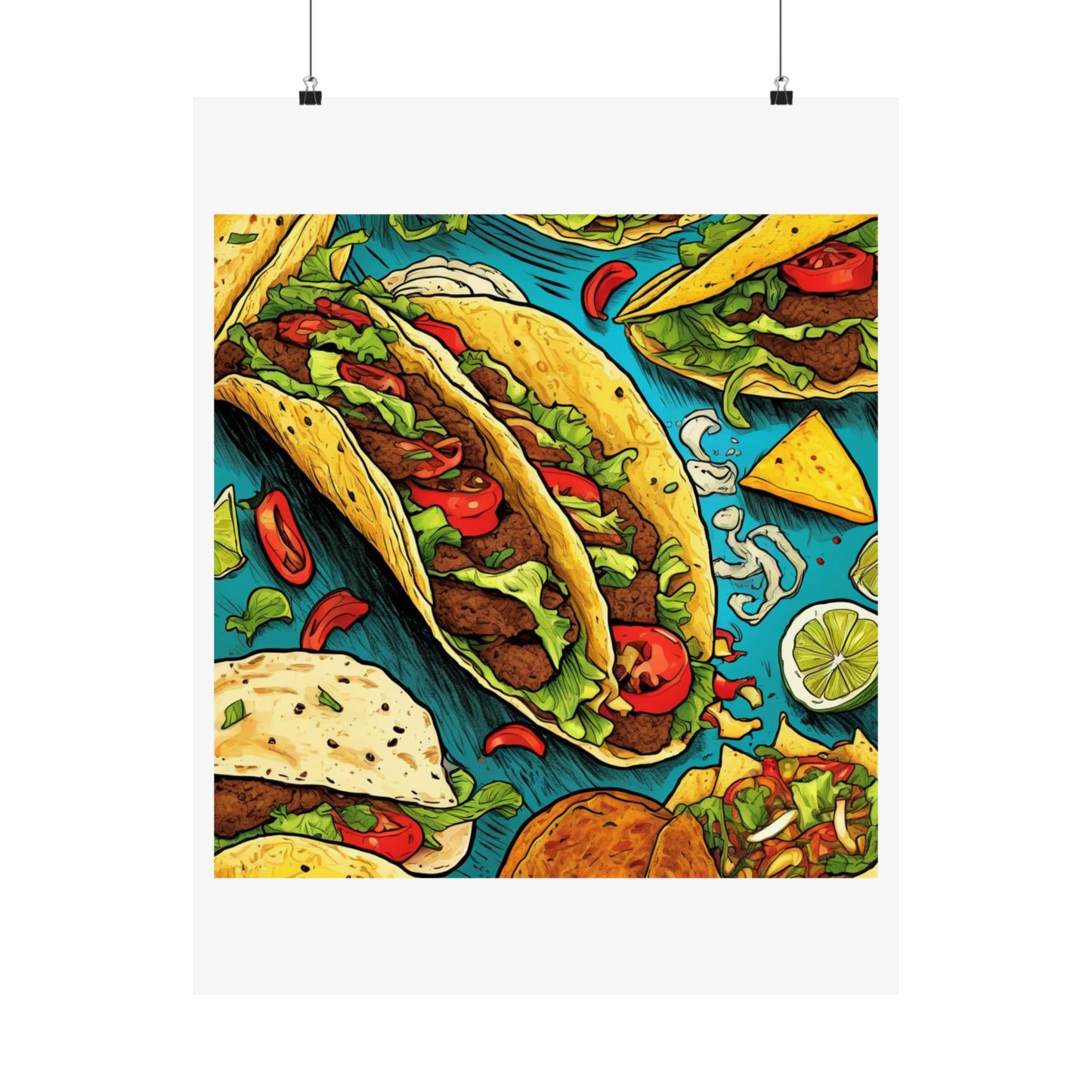 Taco Party Pattern Foodie Gift Art Poster