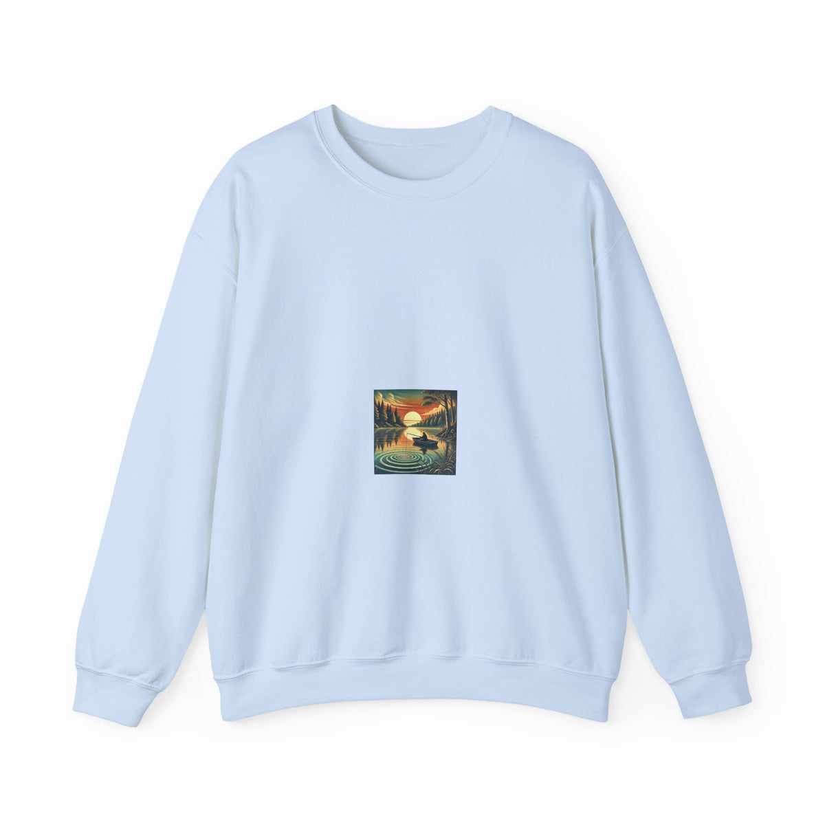 Sunset Lake Fishing Retreat Angler Crewneck Sweatshirt Nature Gift