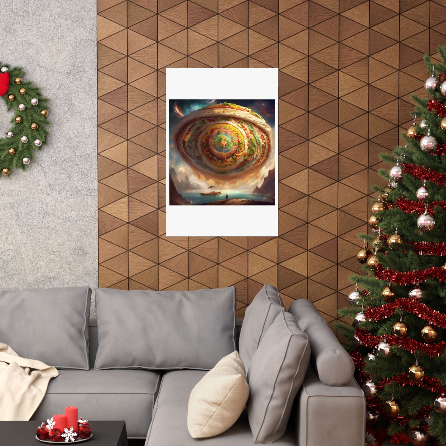 Cosmic Taco Portal Surreal Food Fantasy Art Poster