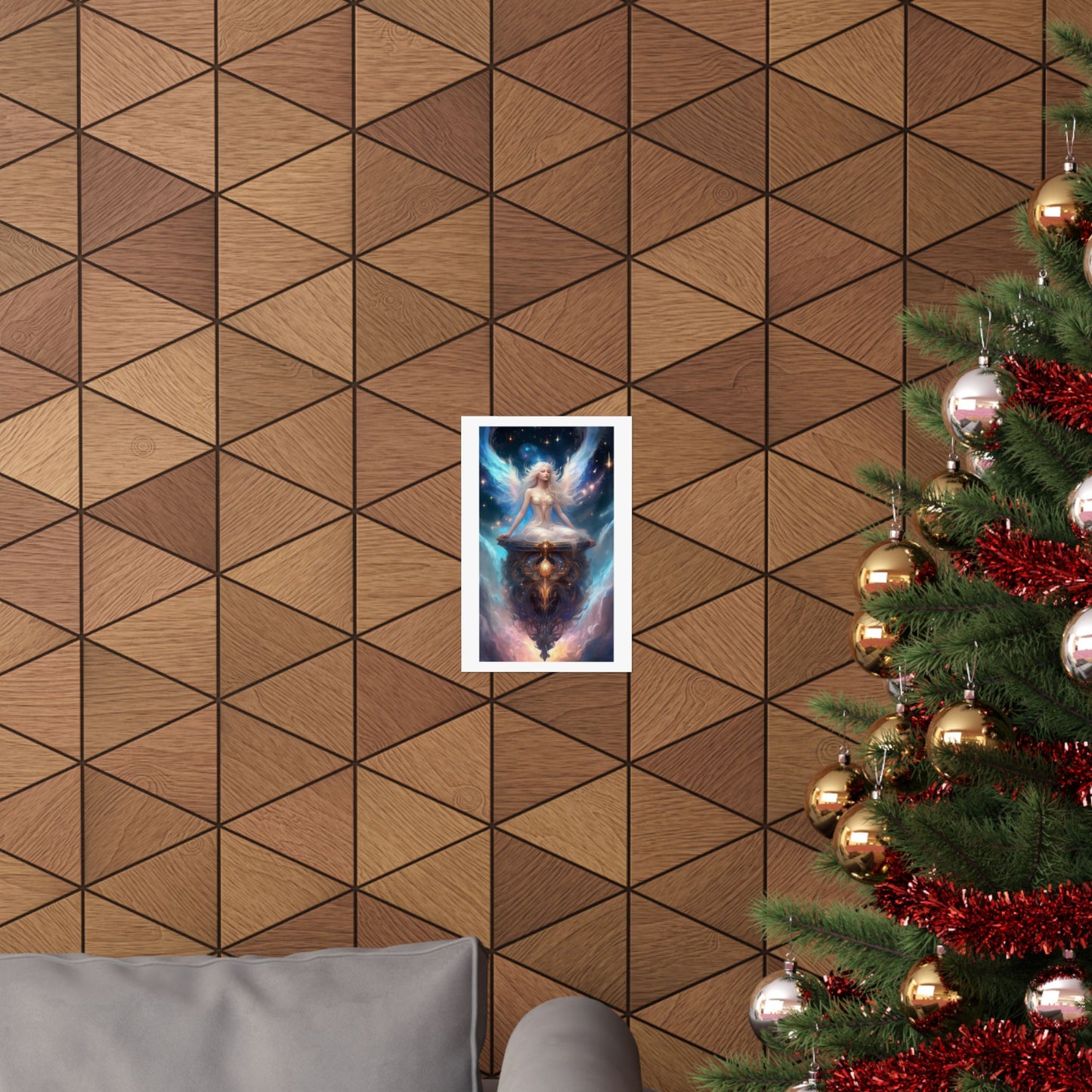 Celestial Winged Meditation Fantasy Portrait Poster