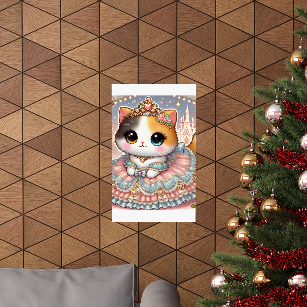 Pastel Princess Calico Cat Fantasy Wall Art Poster