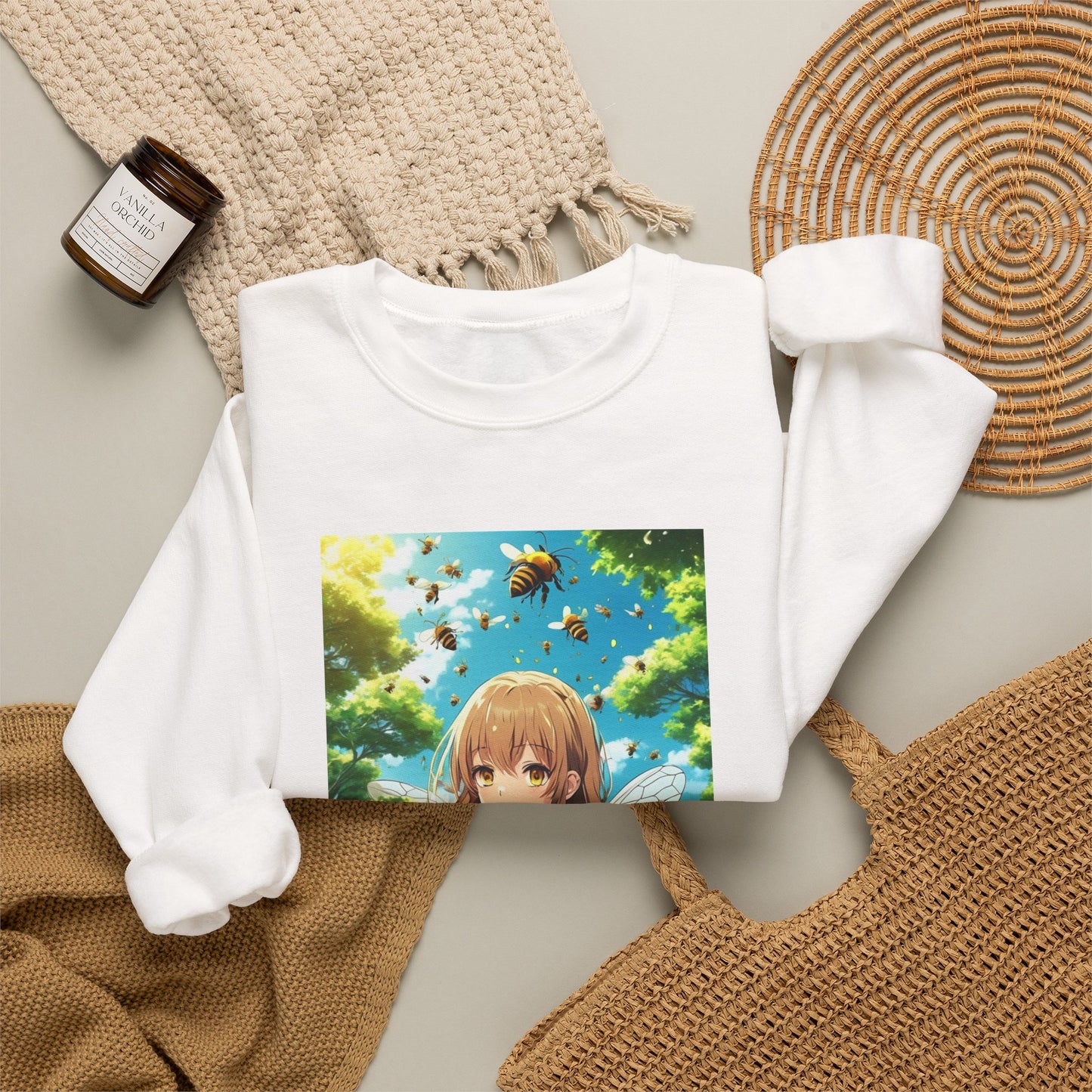 Bee Fairy Garden Anime Nature Art Sweatshirt
