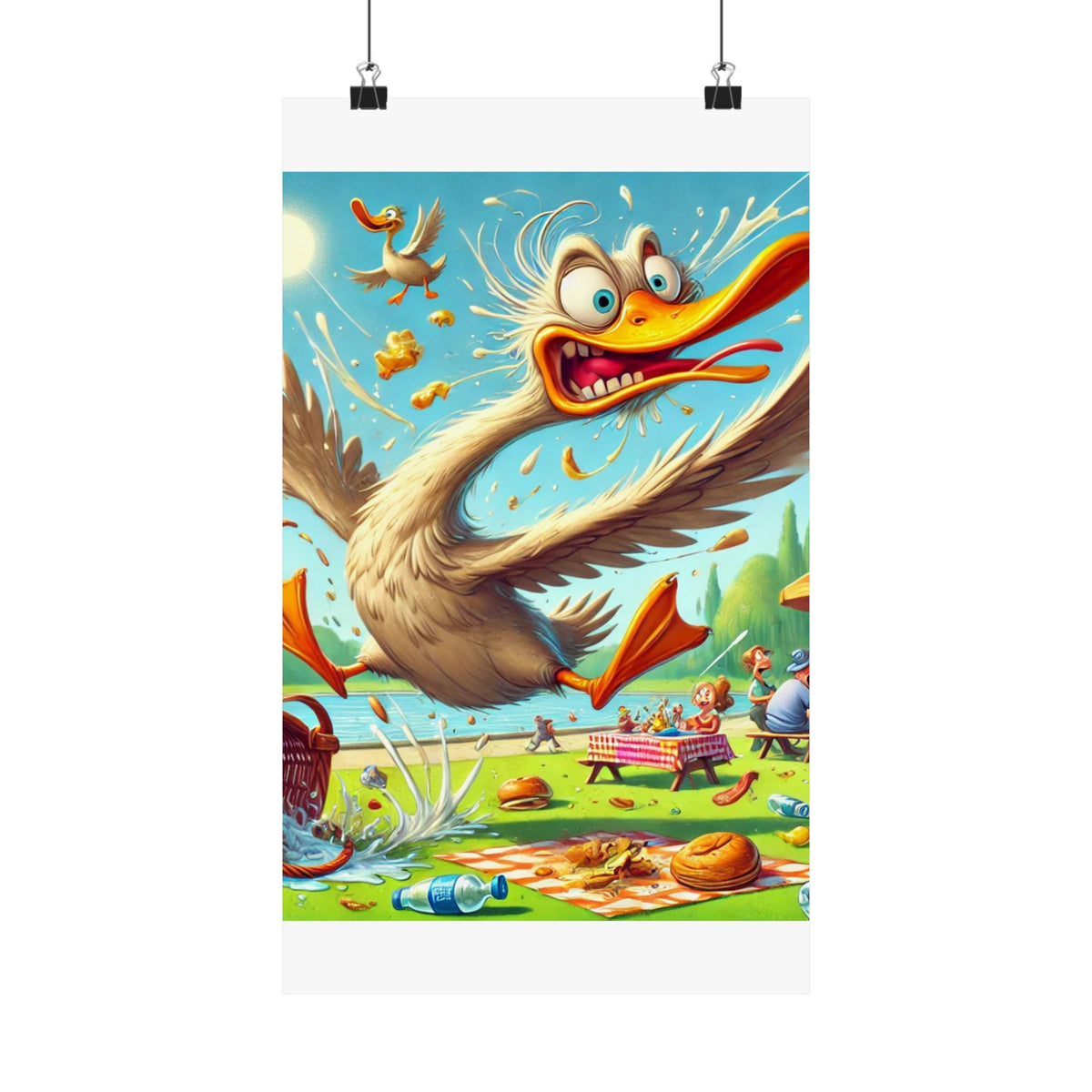 Chaotic Picnic Duck Funny Summer Wall Art Poster