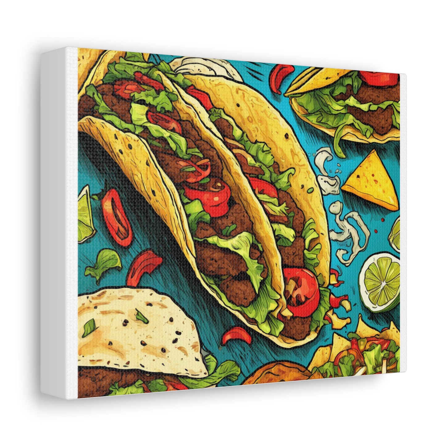 Taco Party Pattern Foodie Gift Art Canvas