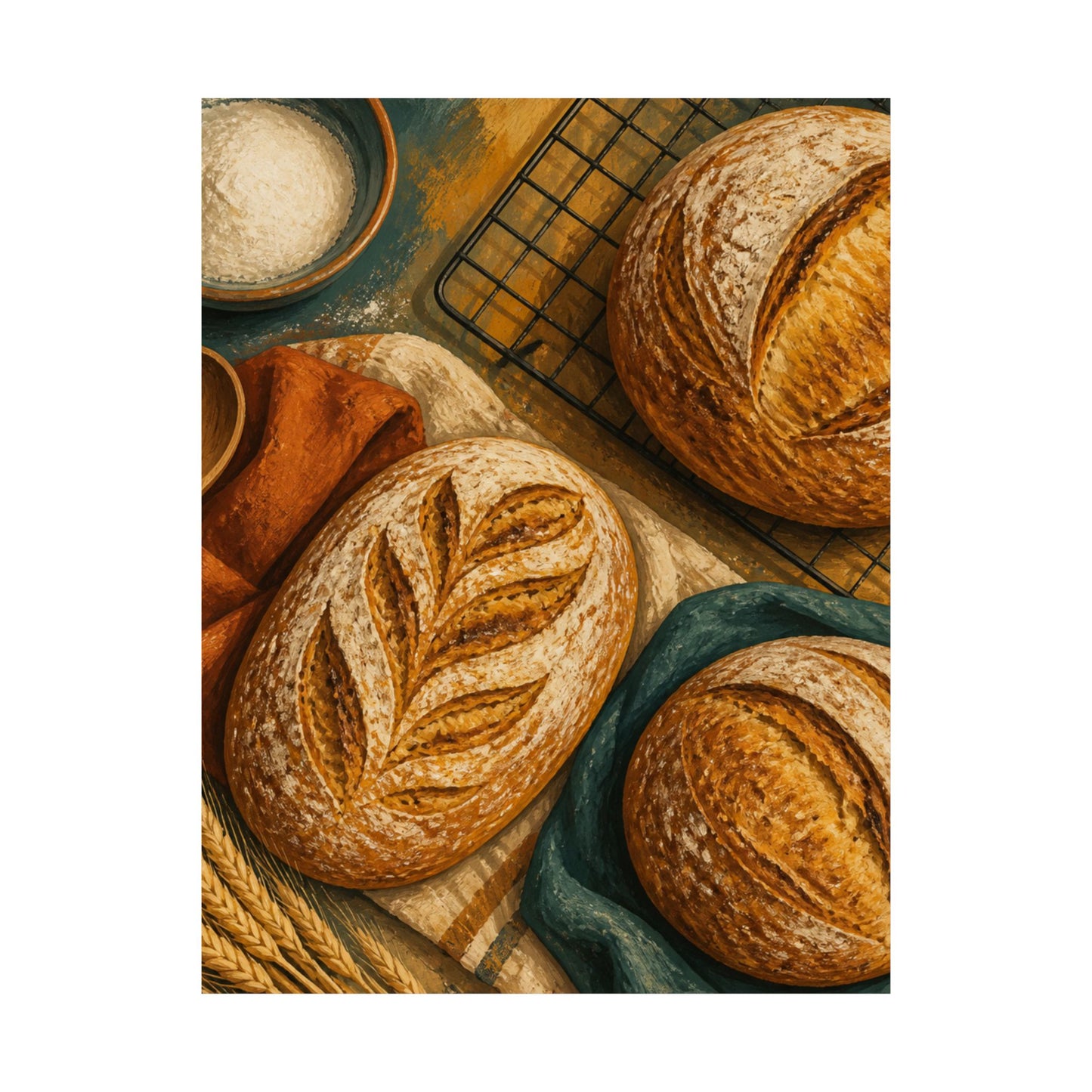Artisan Bread Baking Still Life Poster