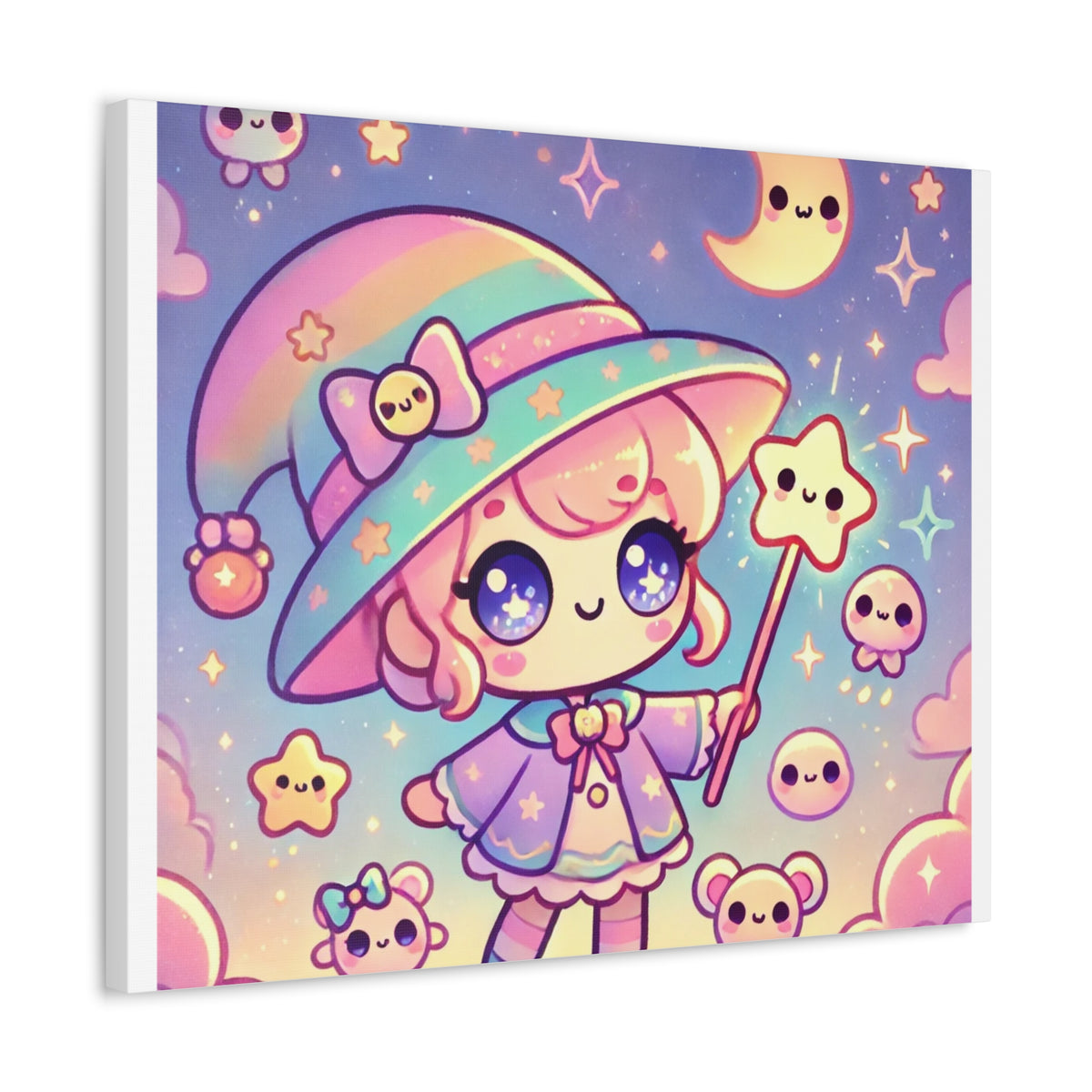 Kawaii Moon Wand Pastel Fantasy Canvas Wall Art